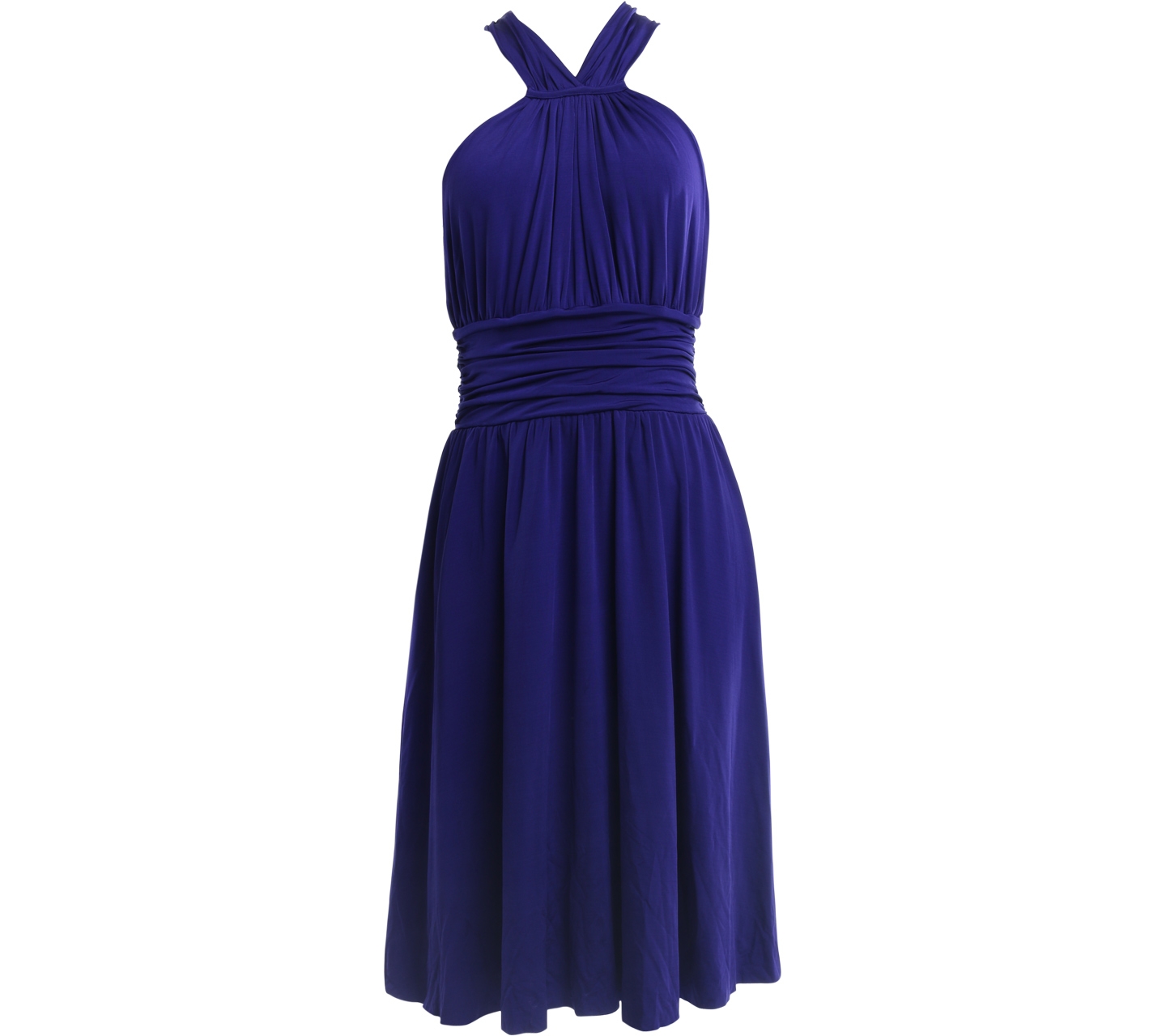Velvet Blue Sleeveless Midi Dress