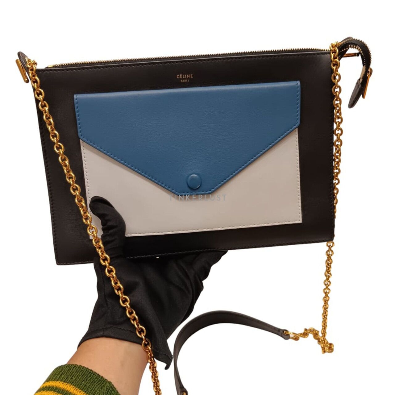 Celine Envelope Clutch Blue & White 2015 Sling Bag