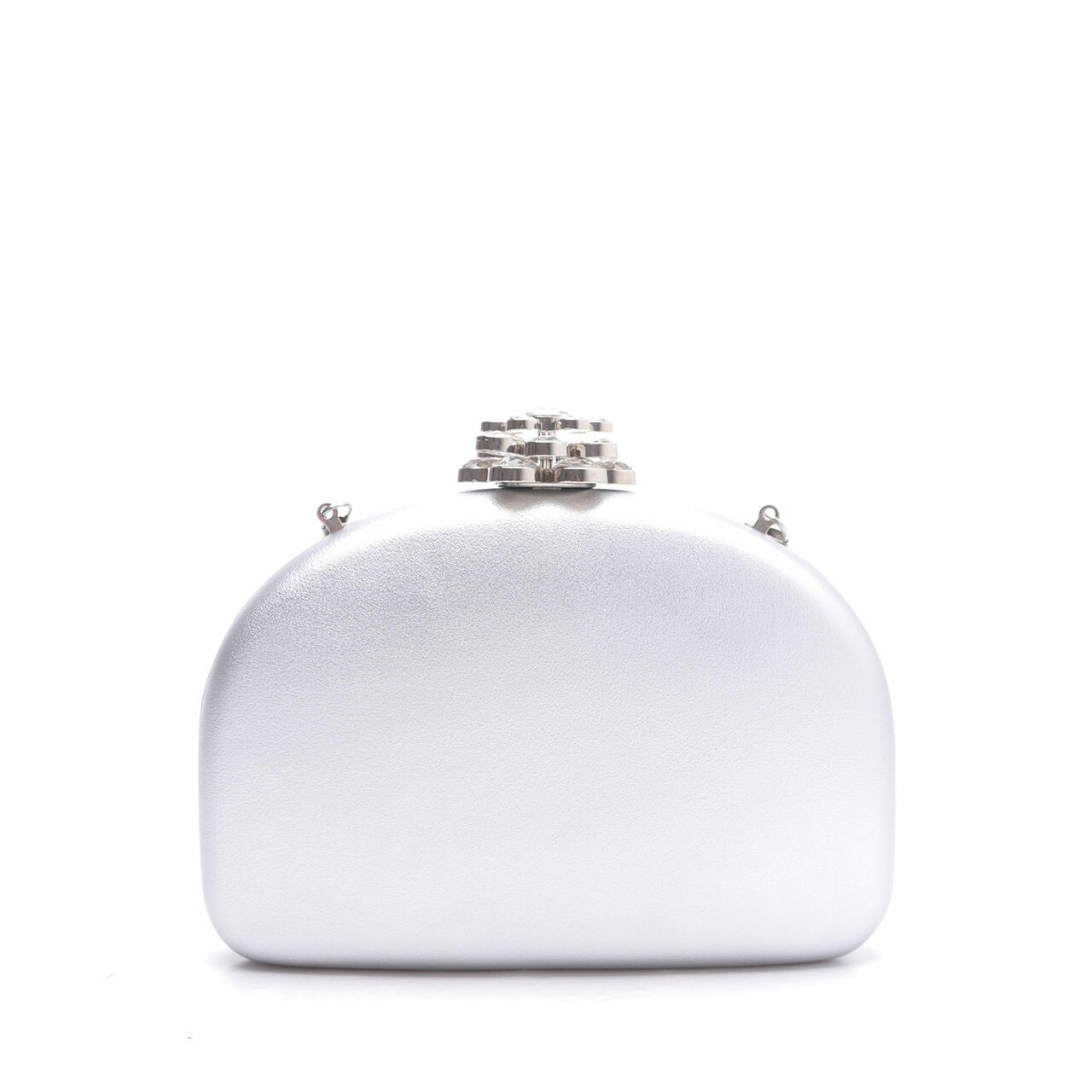 Glamorous Silver Leather Clutch