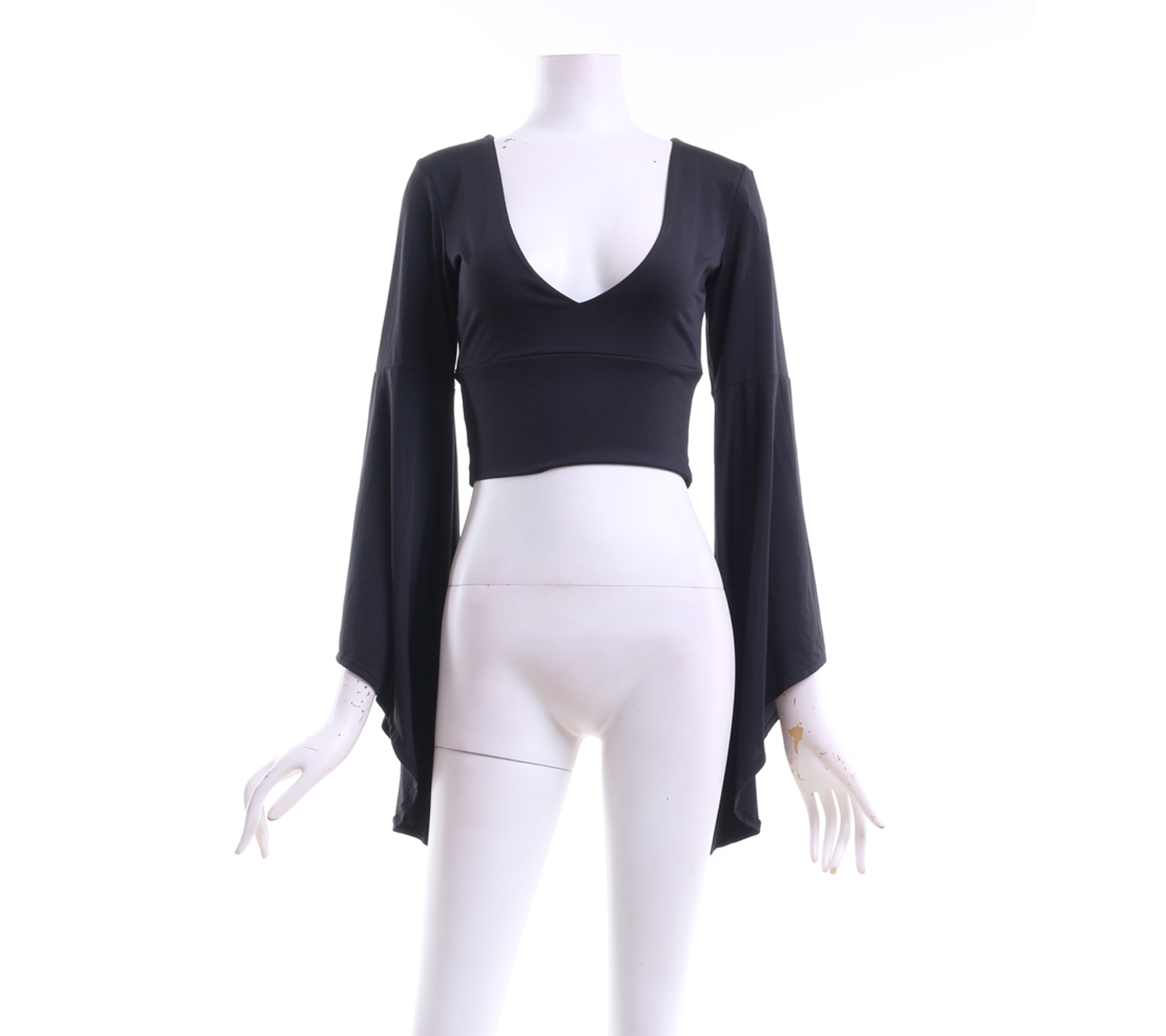 Haoduoyi Black Cropped Blouse