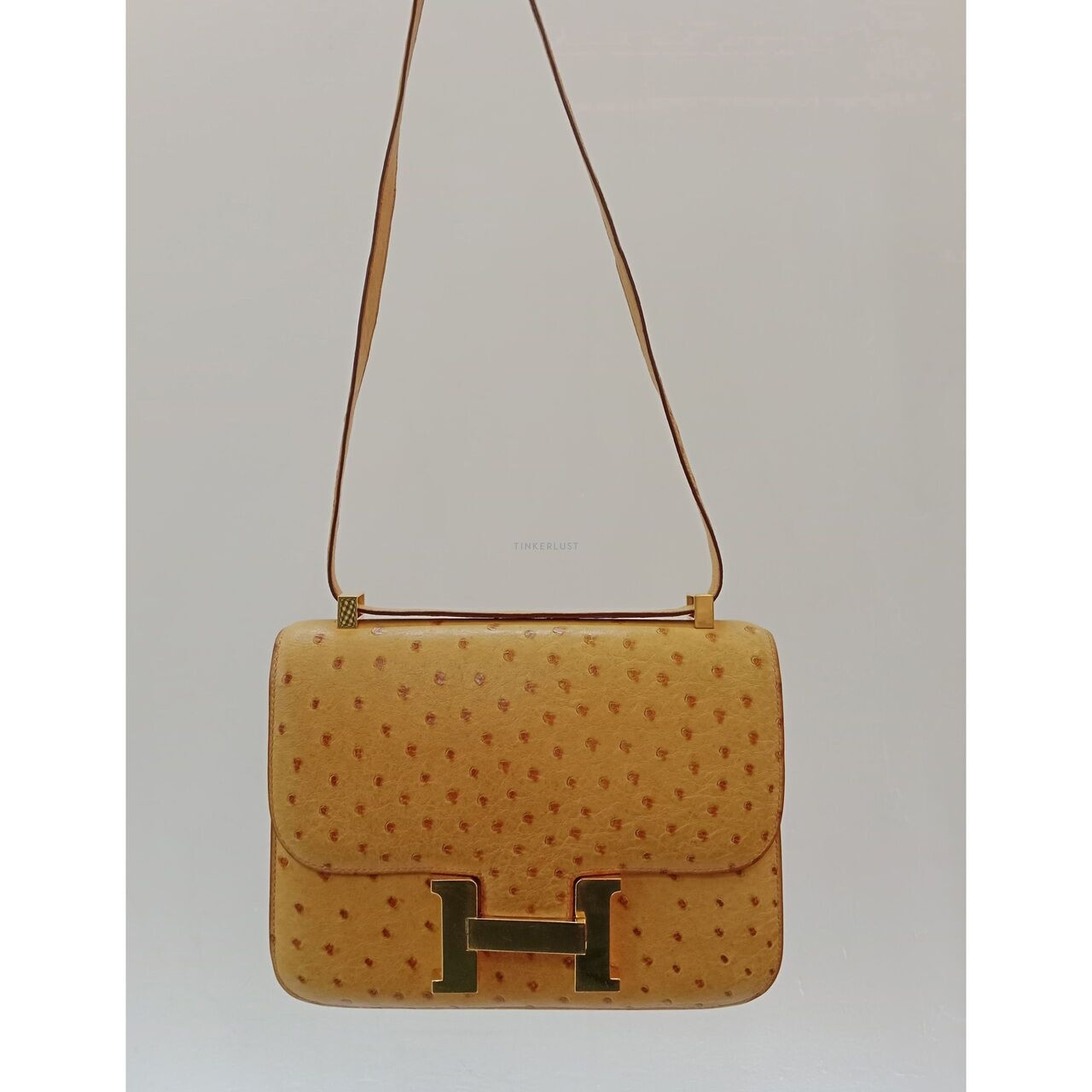 Hermes Constance 23 Chestnut Ostrich Leather GHW Sling Bag