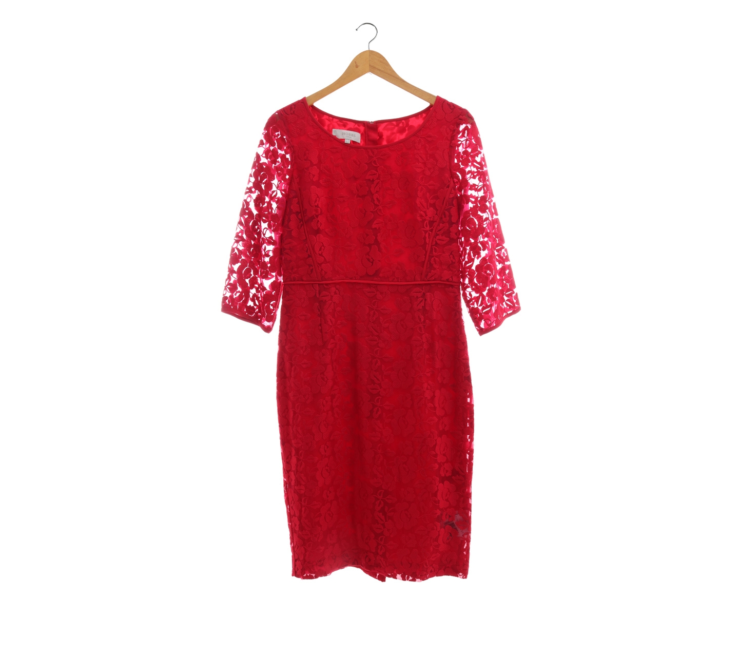 Hobbs Red Patterned Lace Mini Dress