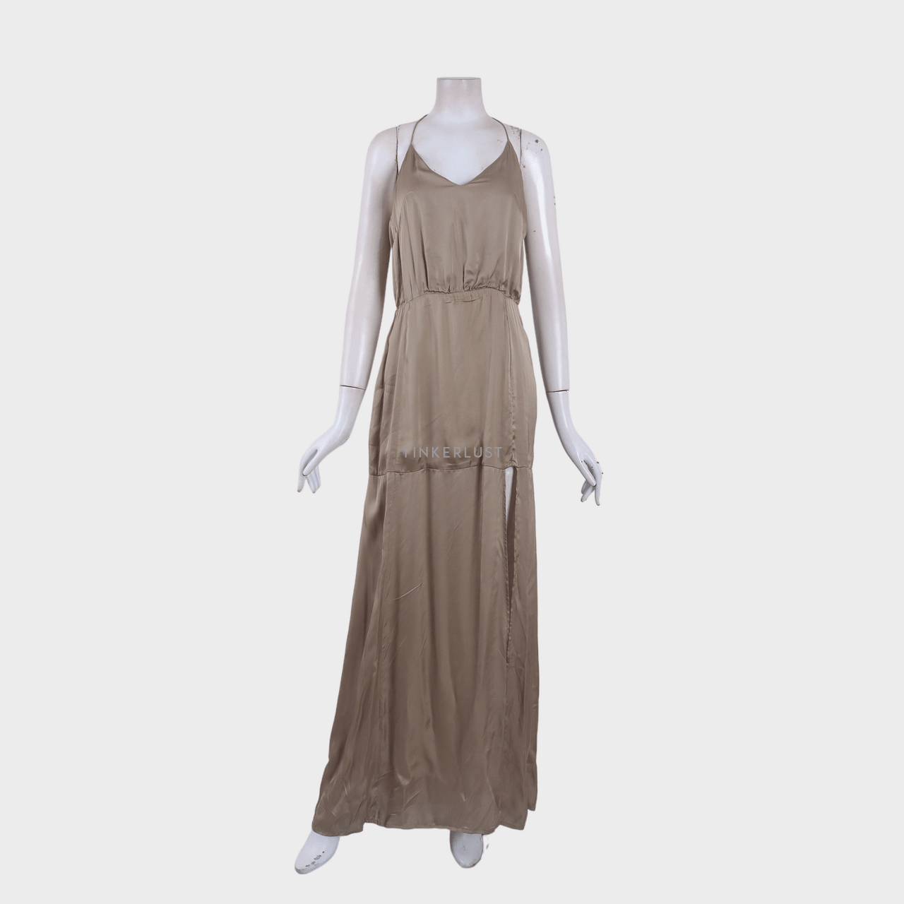 uma and Leopold Grey Slit Long Dress