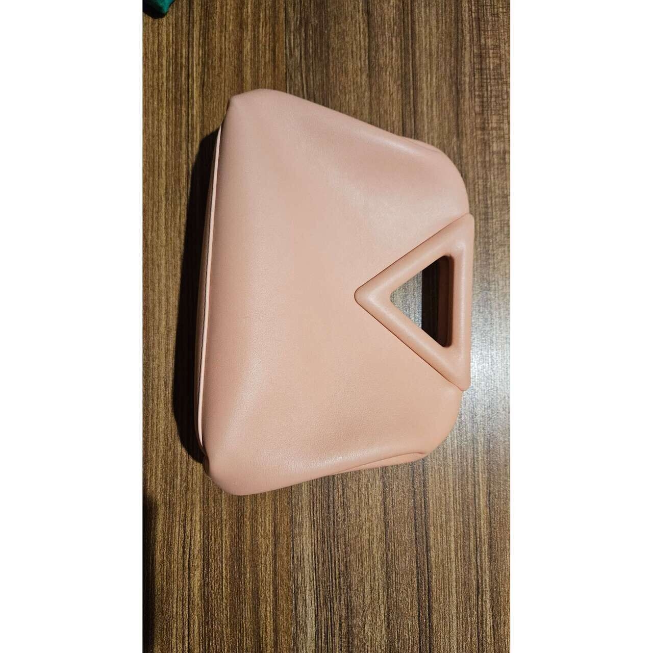 Bottega Veneta The Point Triangle Peachy Calfskin Clutch Sling Bag
