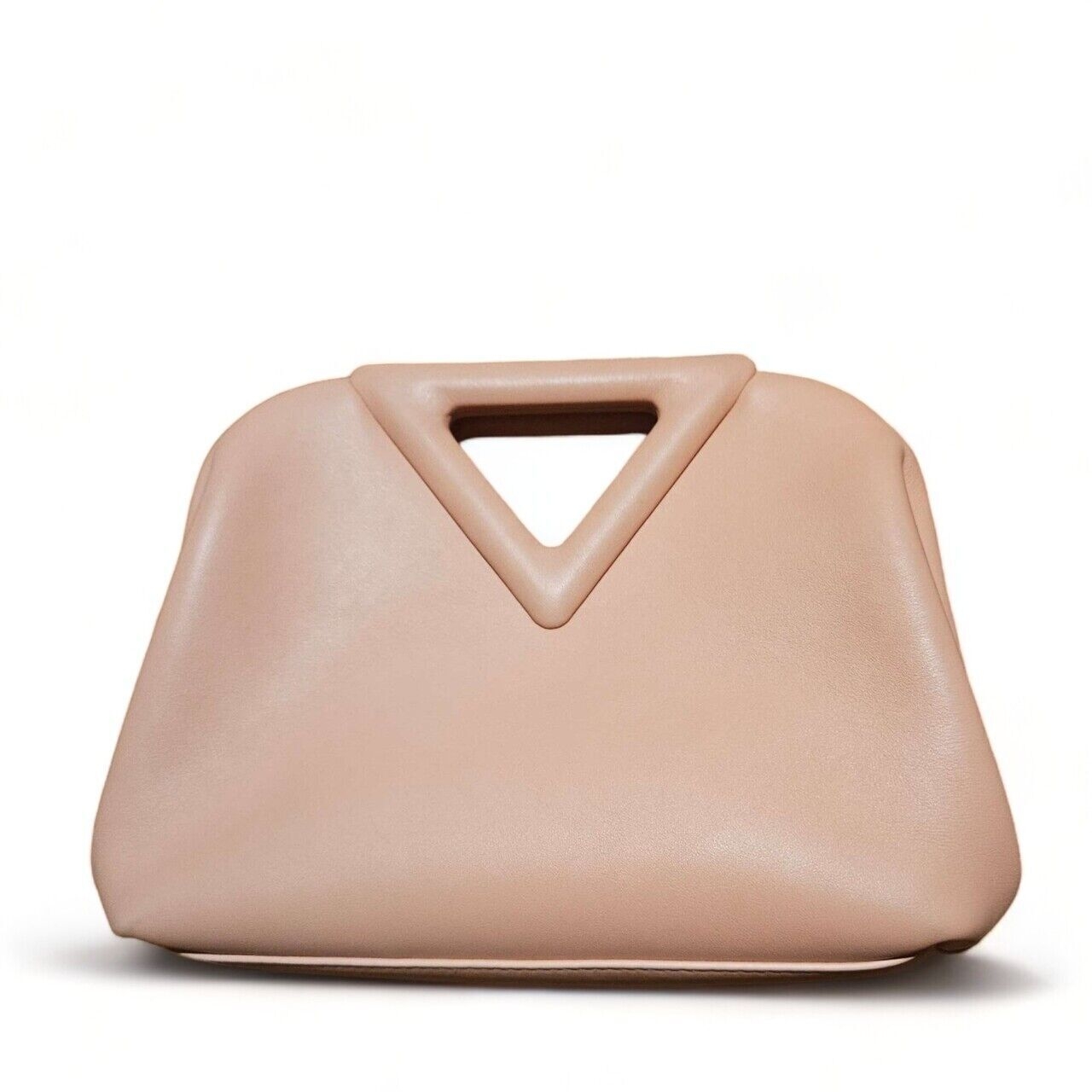 Bottega Veneta The Point Triangle Peachy Calfskin Clutch Sling Bag