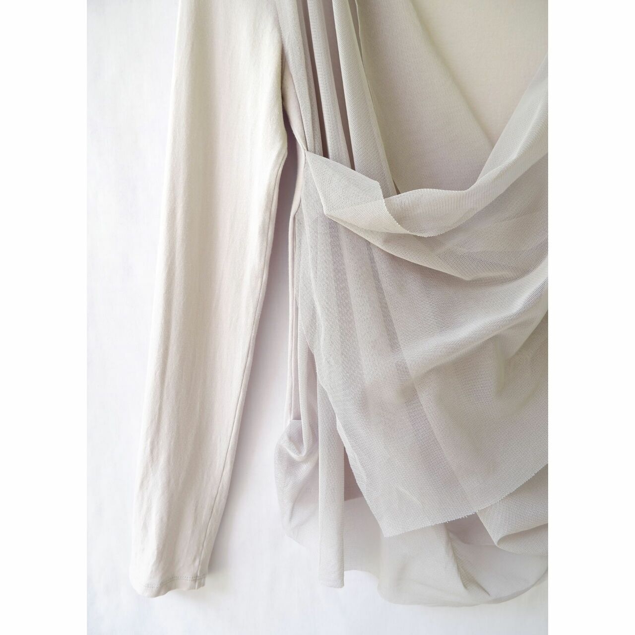 Issey Miyake Light Grey Drape Long Sleeve Blouse