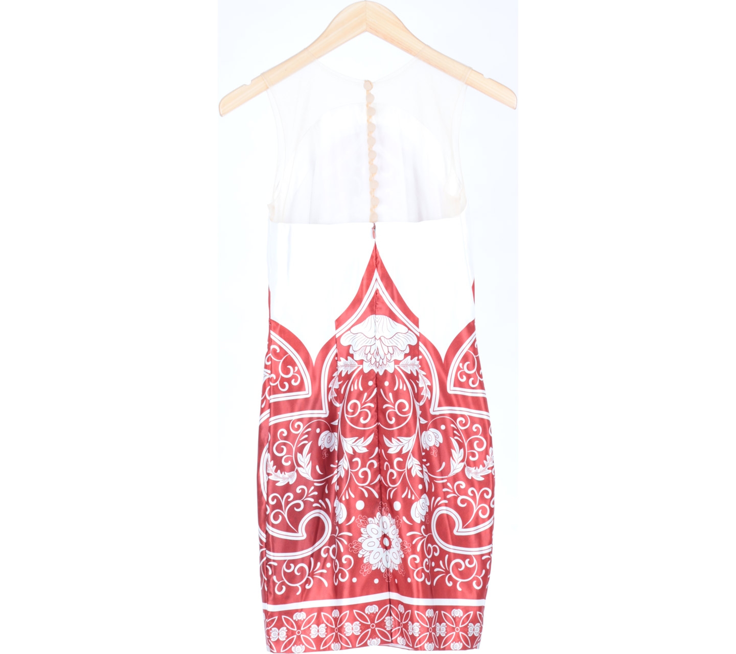 Les Voiles Red And White Floral Sleeveless Midi Dress