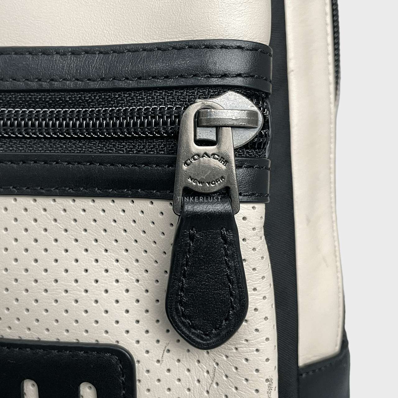 Coach Perforated Off White Leather Sling Bag
