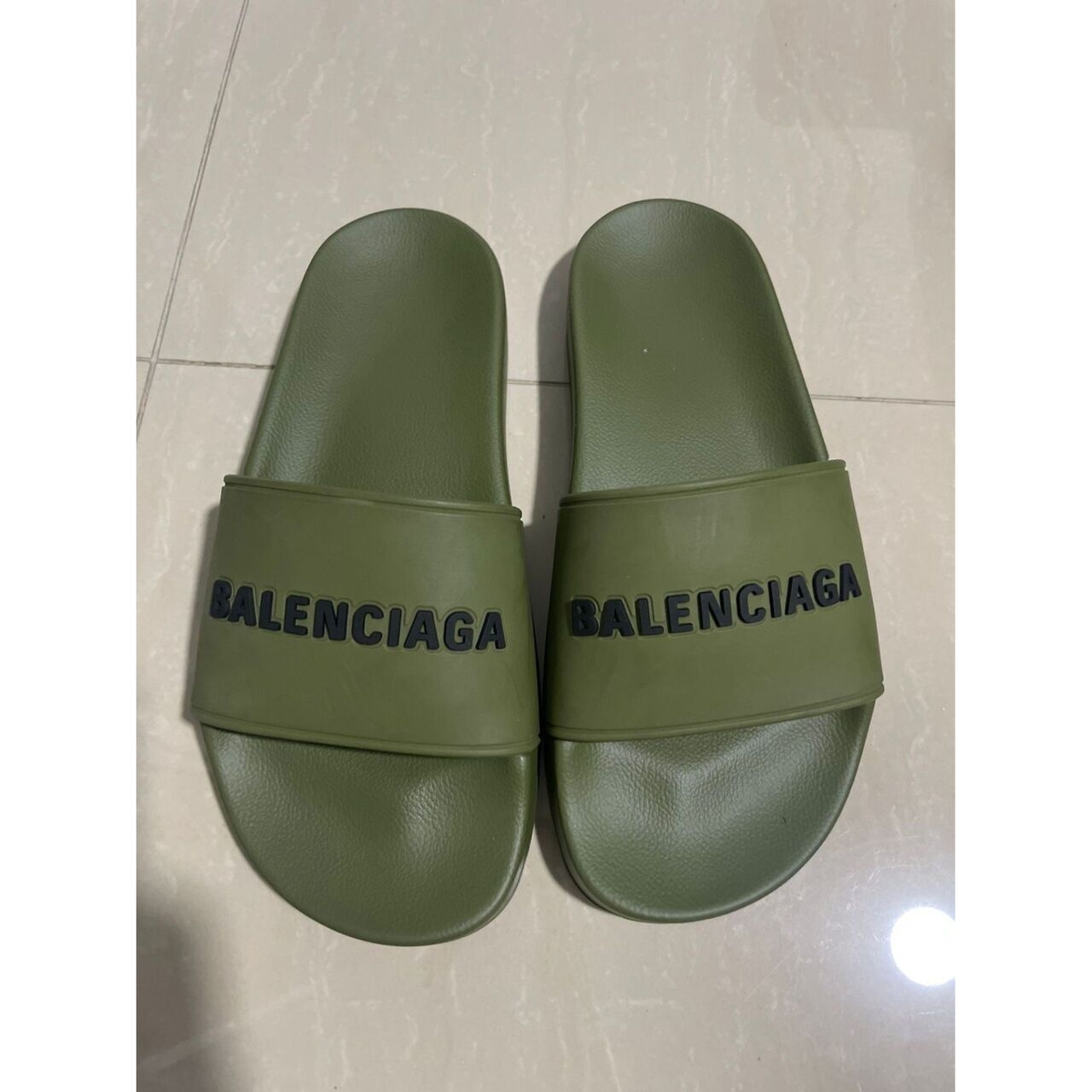 Balenciaga Pool Olive Sandals