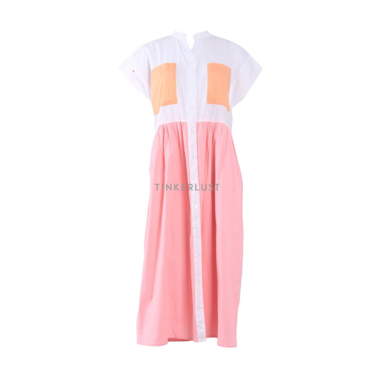Cotton Ink Pink & White Midi Dress