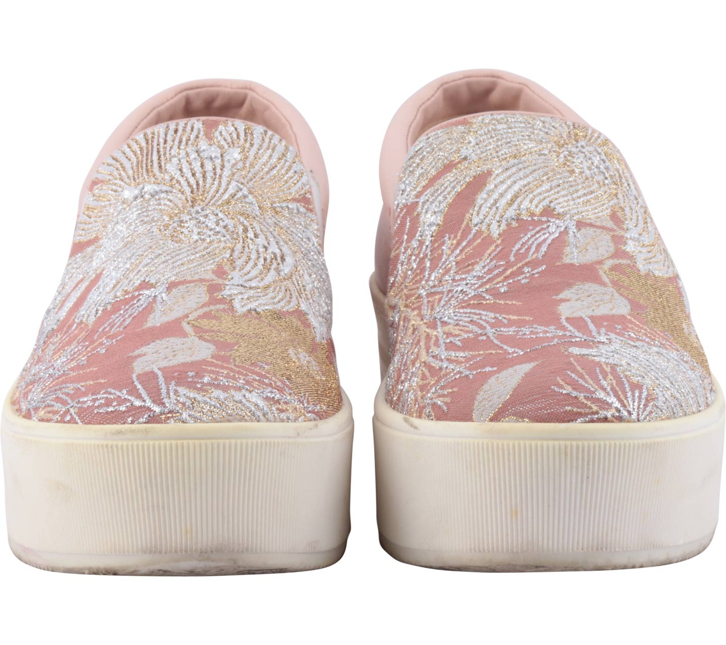 N°21 Pink And Off White Brocade Flats