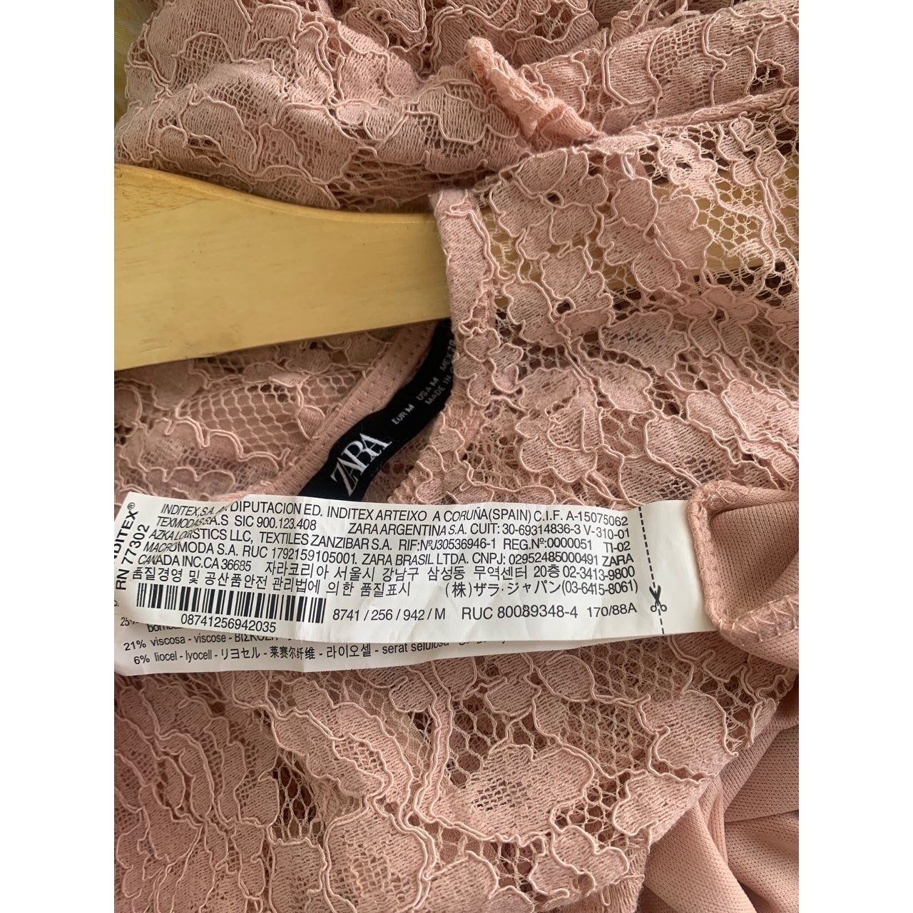 Zara Peach Lace Midi Dress