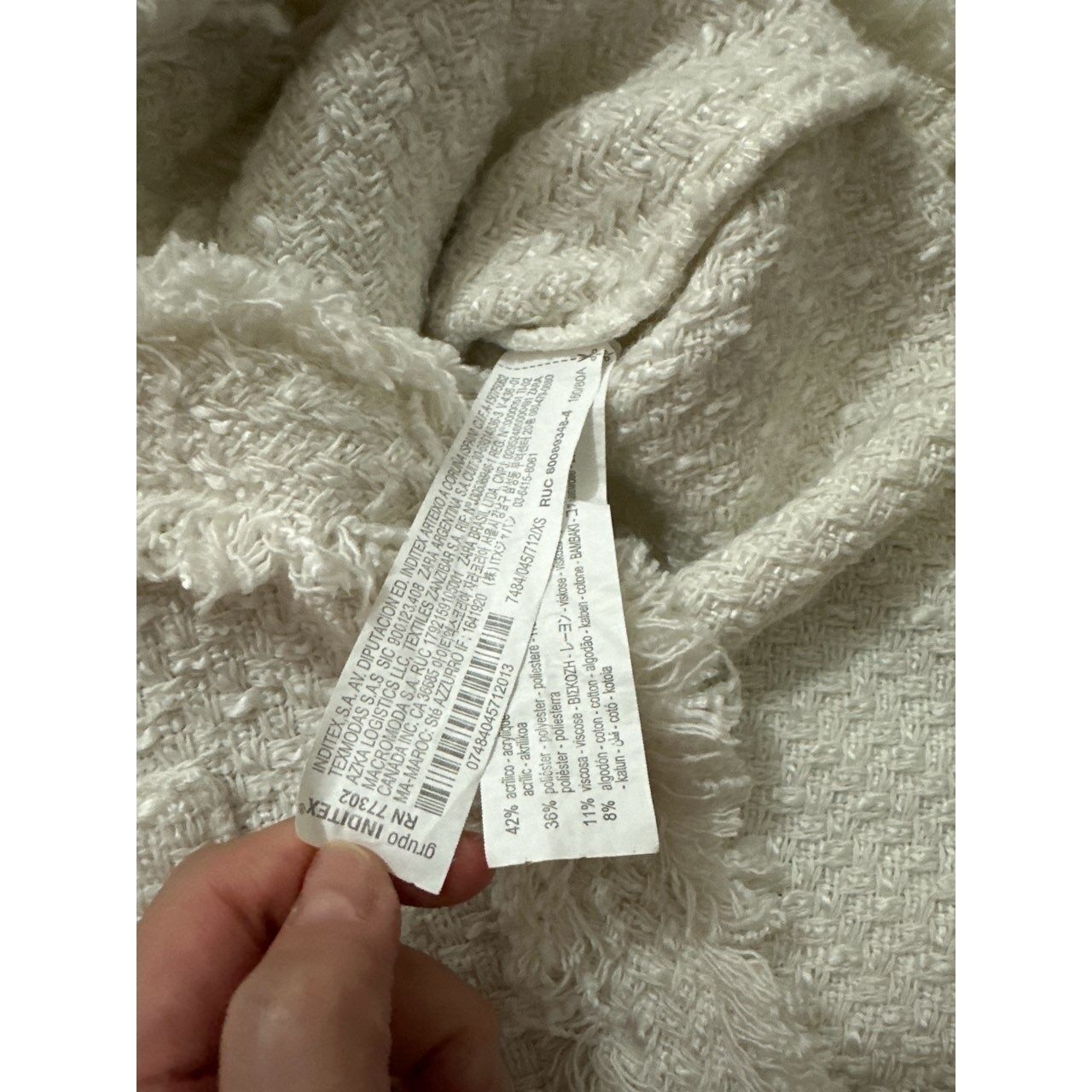 Zara Broken White Tweed Wool Vest 