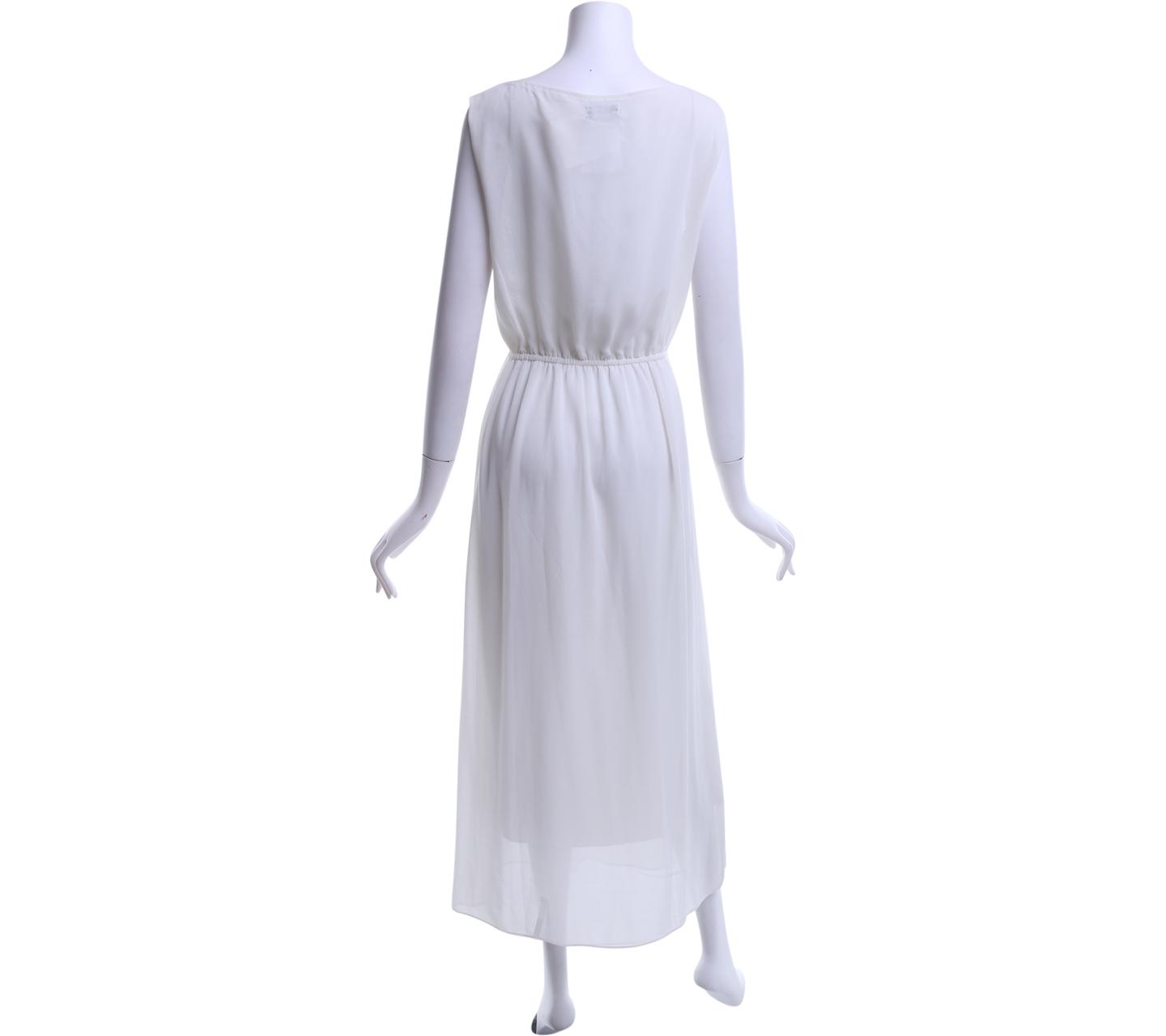 Solitaire White Plain Long Dress