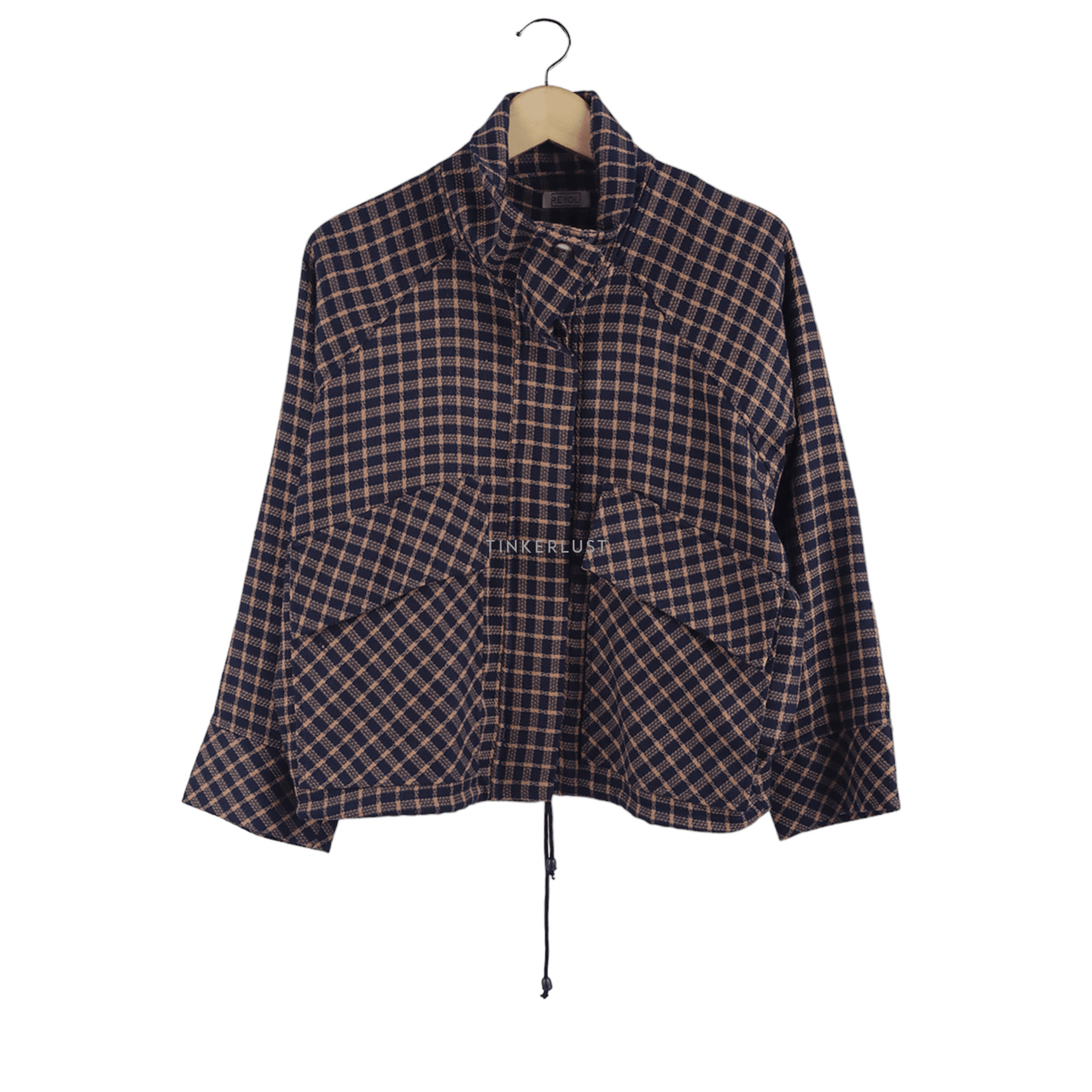 Private Collection Navy & Light Brown Plaid Jacket