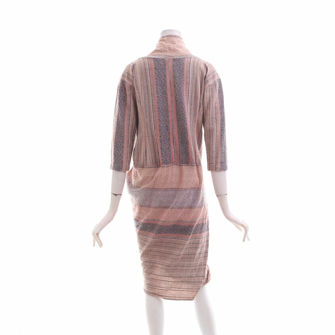 Binar Nude Striped Midi Dress