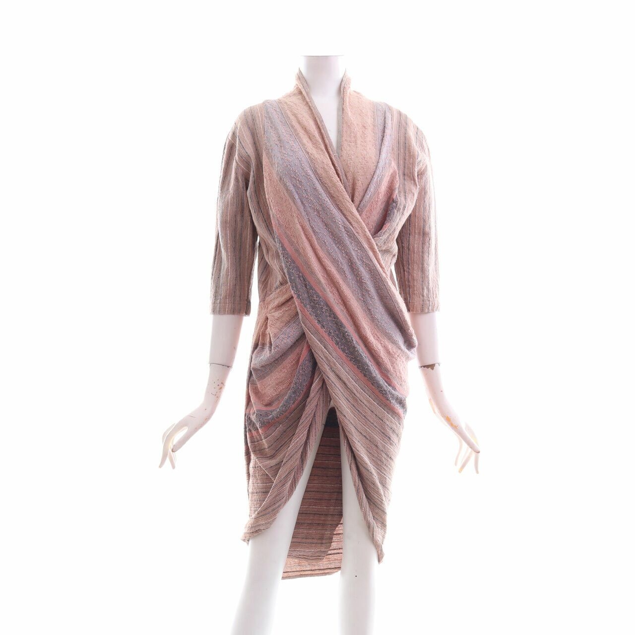 Binar Nude Striped Midi Dress