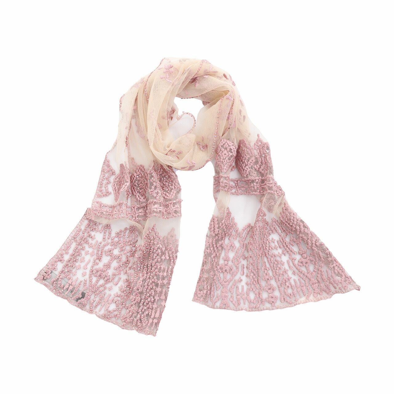 Biyan Pink Sheer Sequin Scarf