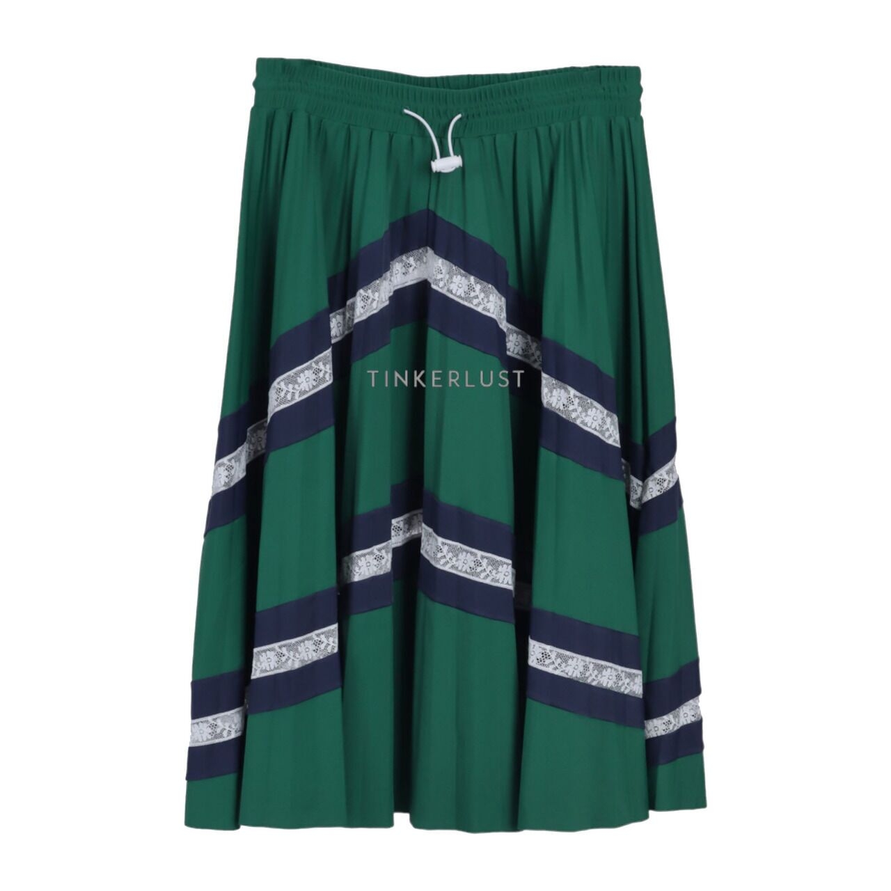 Valentino Patterned Pleated Midi Skirt In Green 