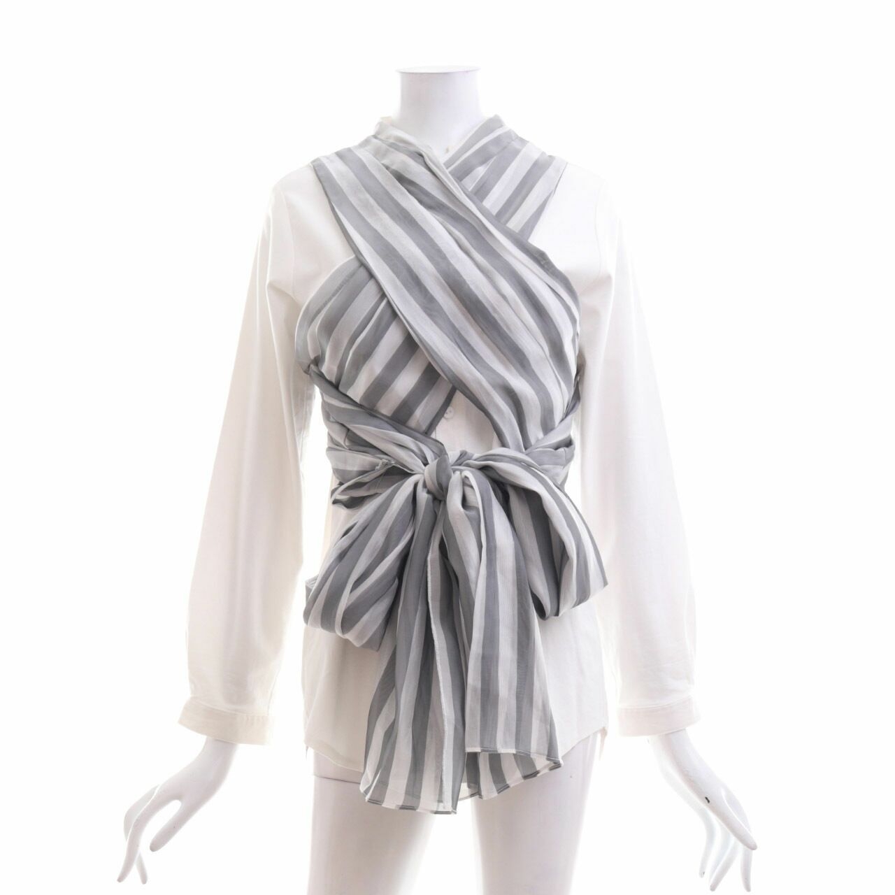 SAUL Off White & Grey With Outer Stripes Blouse