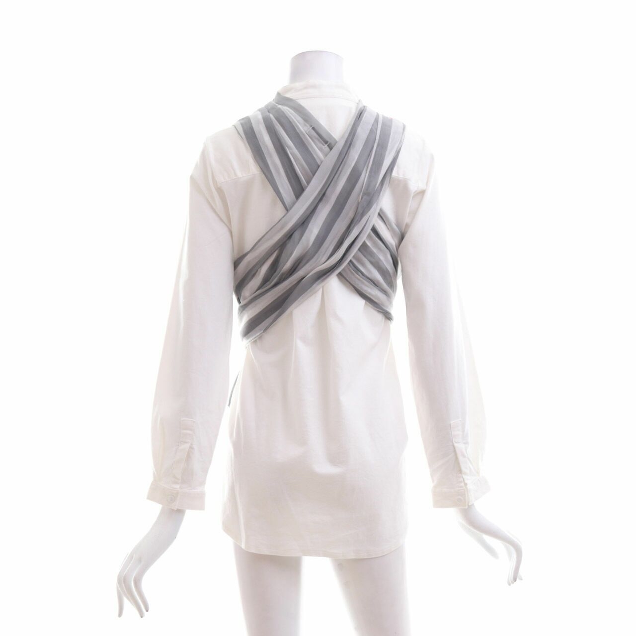 SAUL Off White & Grey With Outer Stripes Blouse