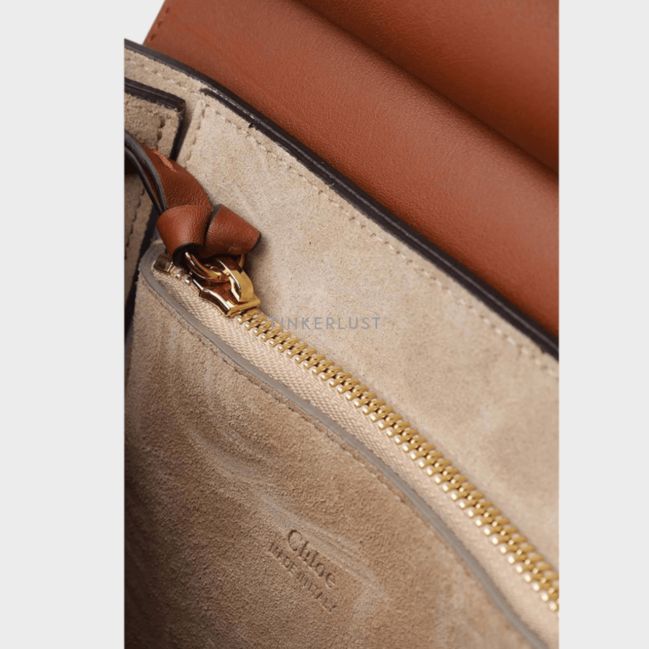 Chloe Small Faye Top Handle Bag in Classic Tobacco Smooth Leather x Suede Satchel