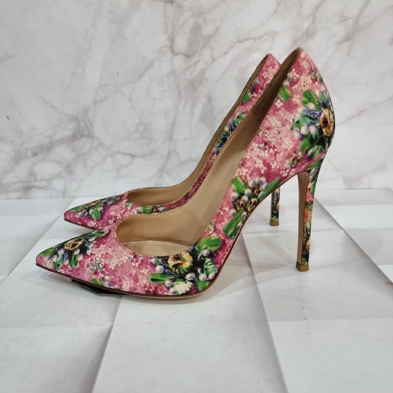 Gianvito Rossi Pink Floral Print Heels