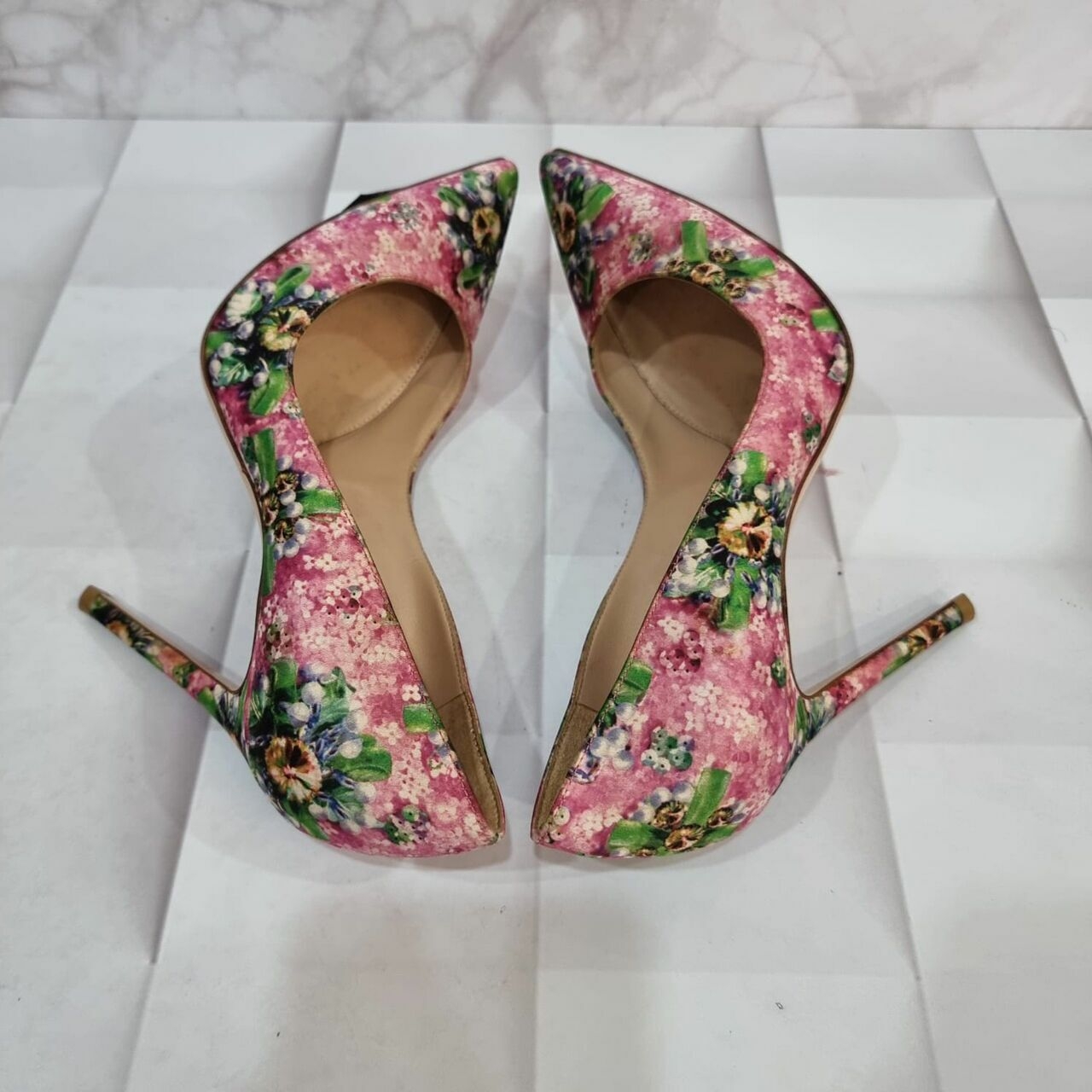 Gianvito Rossi Pink Floral Print Heels