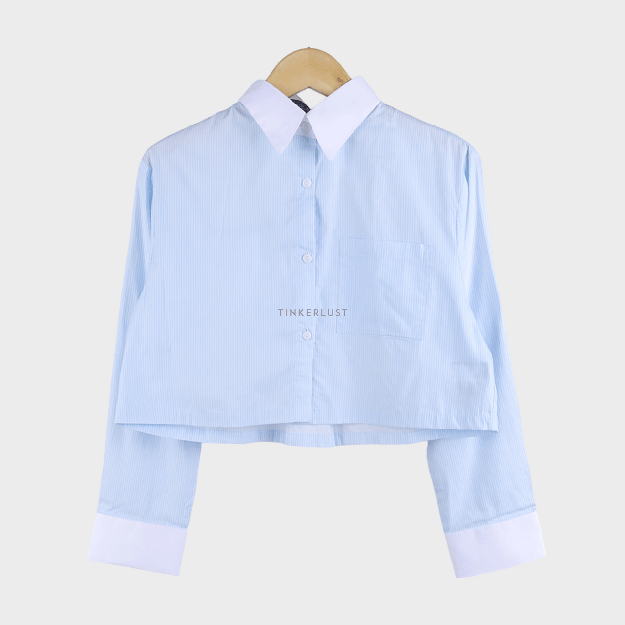 MARLEN Blue & White Stripes Crop Shirt