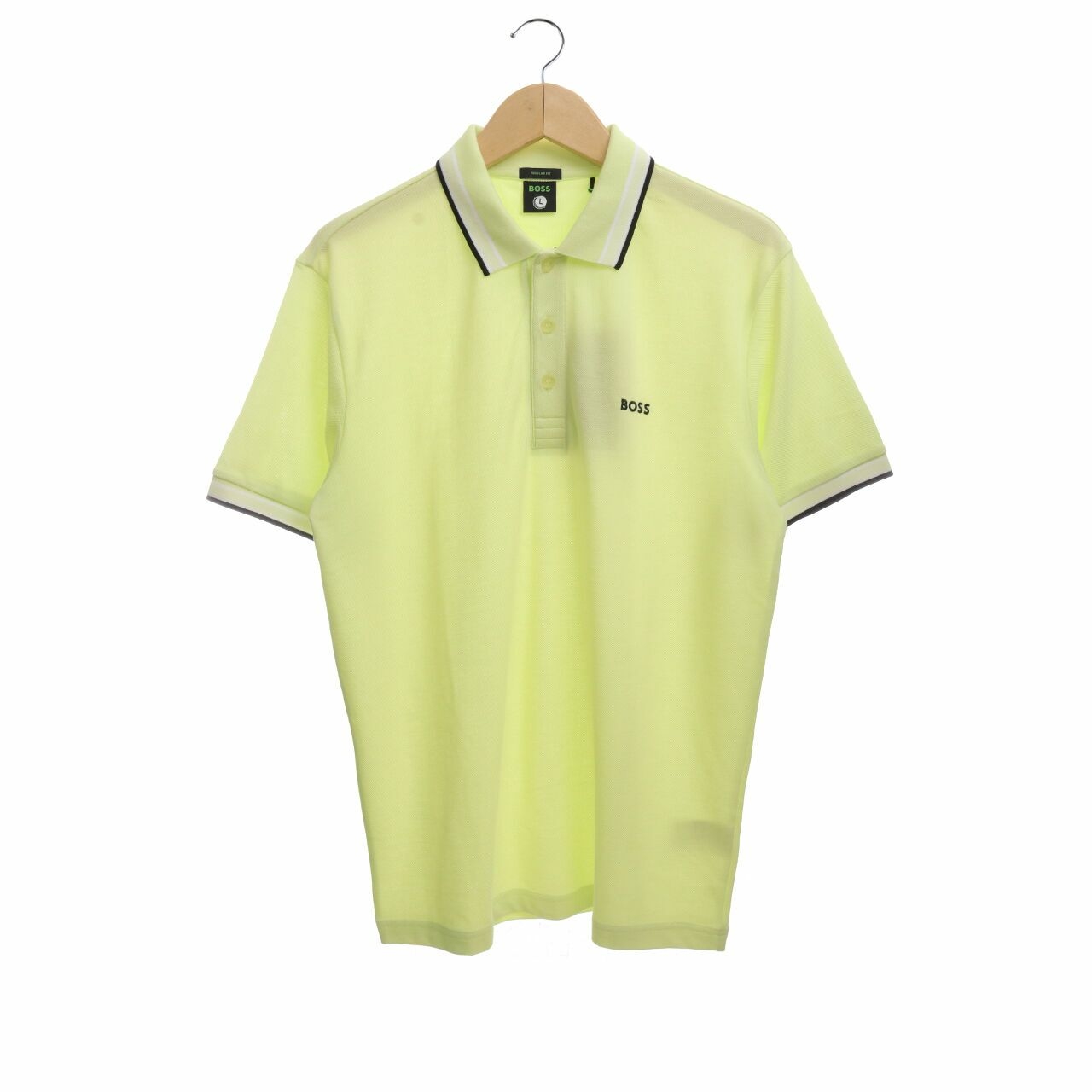 Hugo Boss Polo Shirt Paddy Athleisure In Green Lime With Collar Logo L T-Shirt