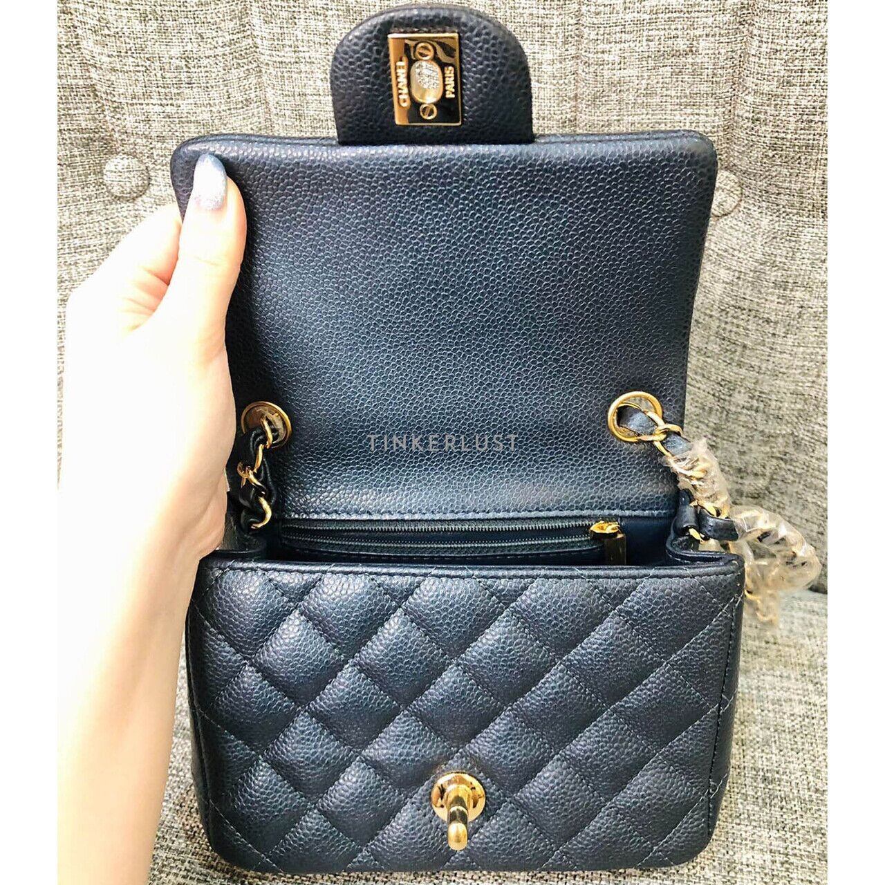 Chanel Mini Square Pearly Blue Iridescent #25 Sling Bag 