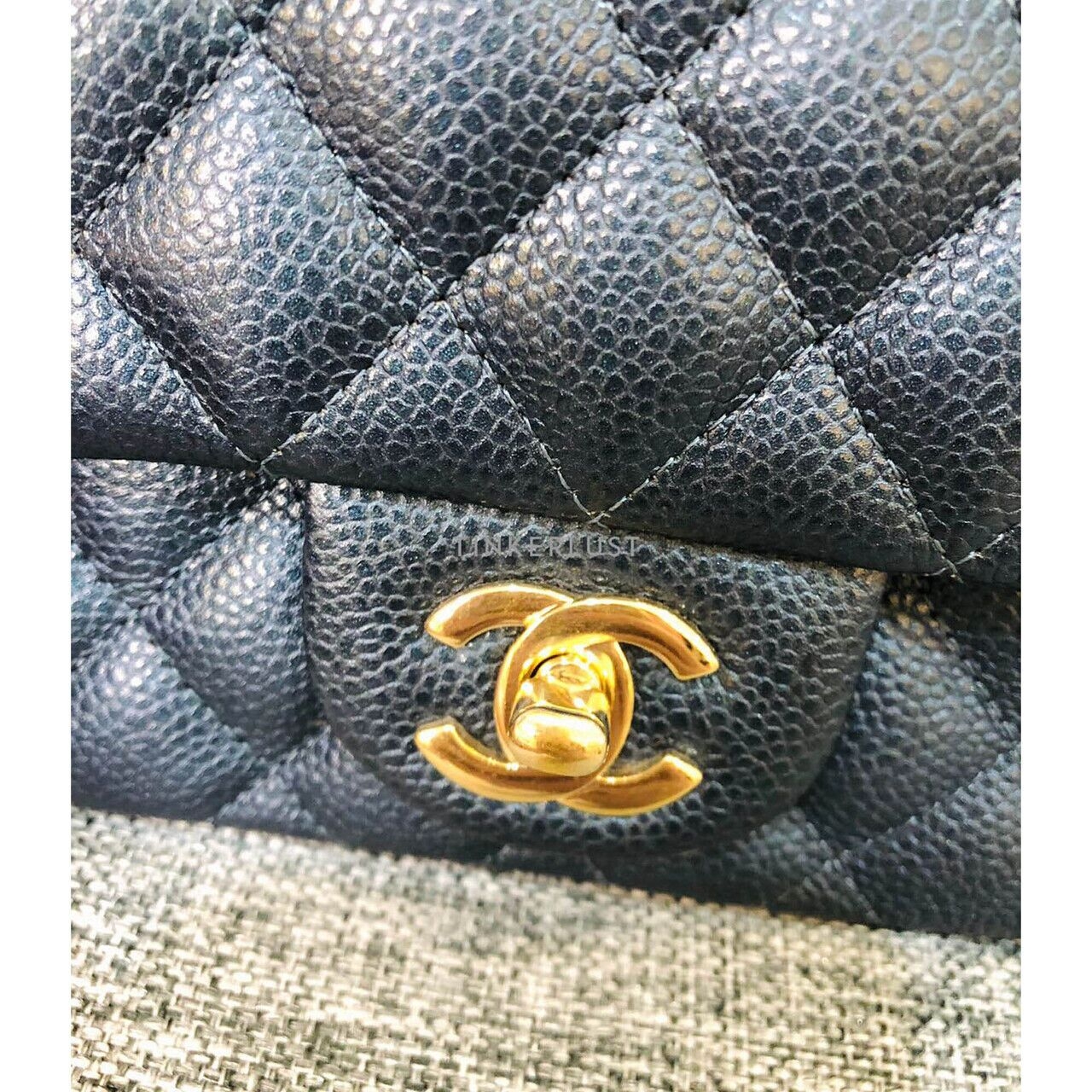 Chanel Mini Square Pearly Blue Iridescent #25 Sling Bag 