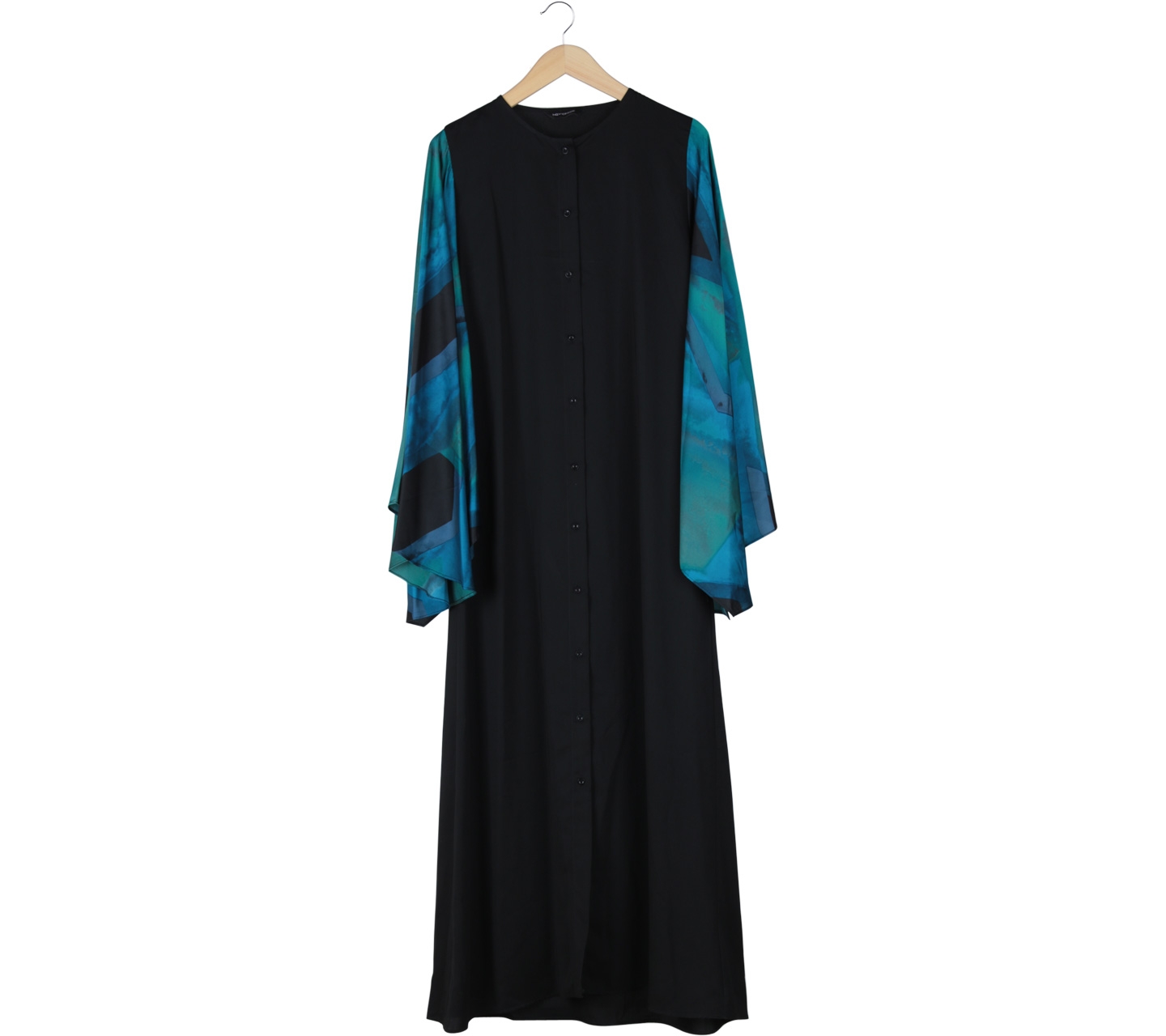 Novierock Black And Blue Abstract Long Dress