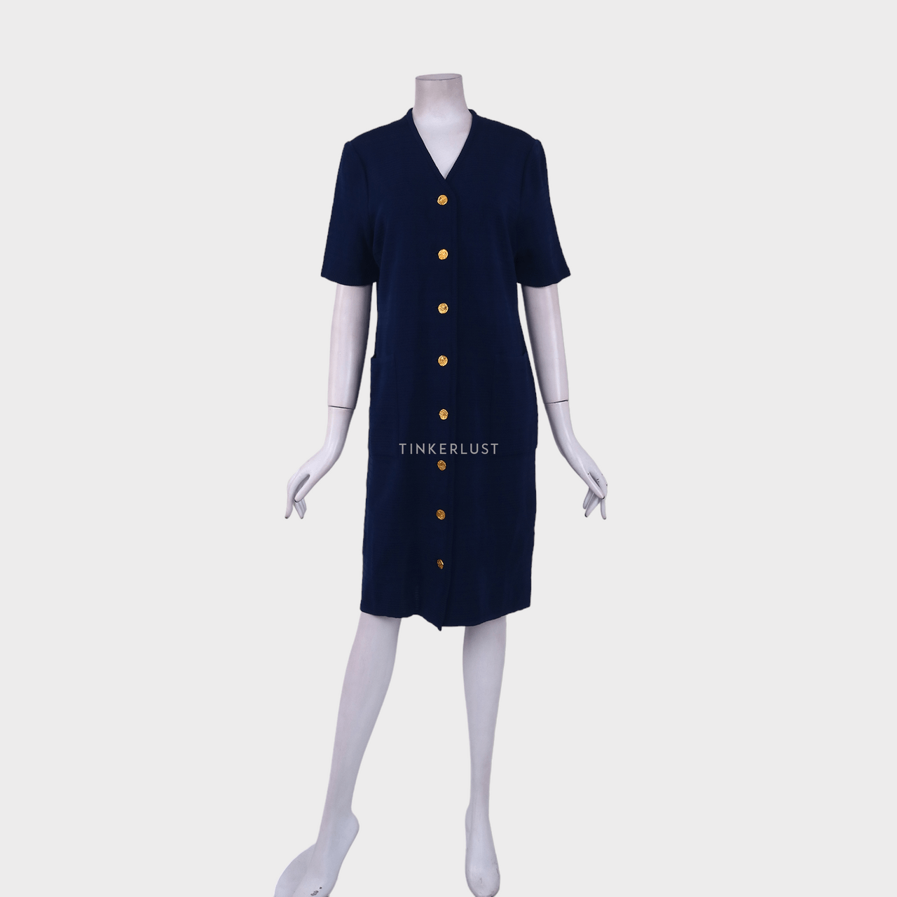 Yves Saint Laurent Navy Midi Dress