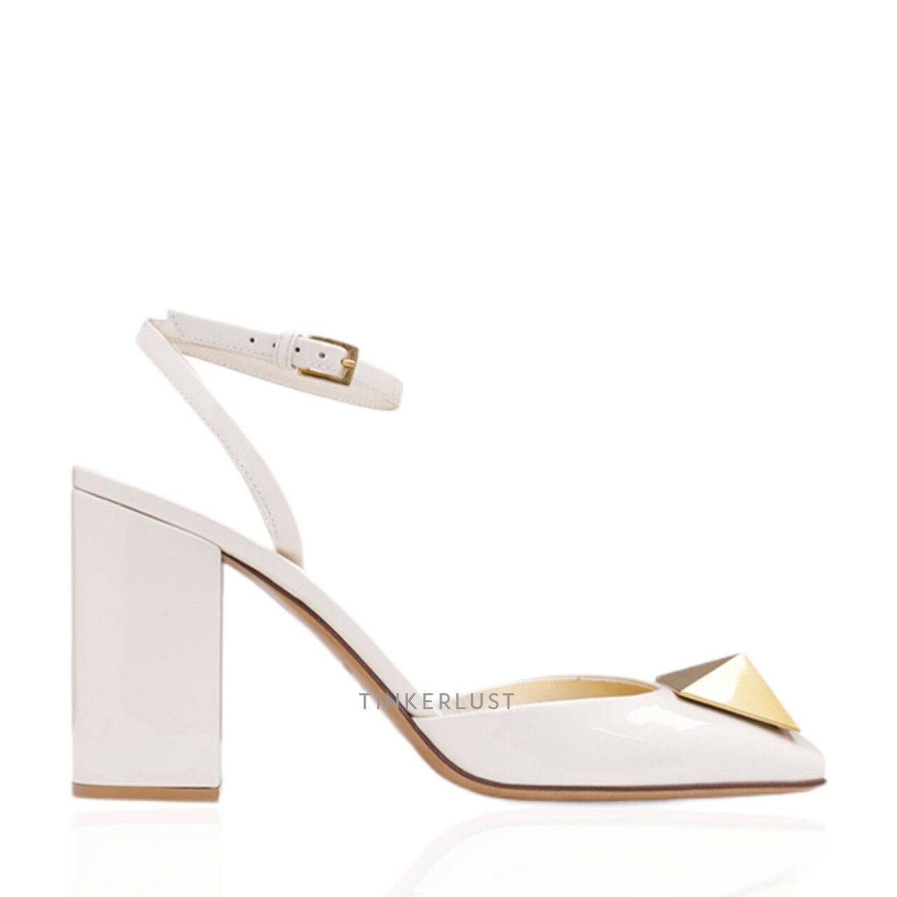 VALENTINO One Stud Pumps 90mm in Light Ivory Patent