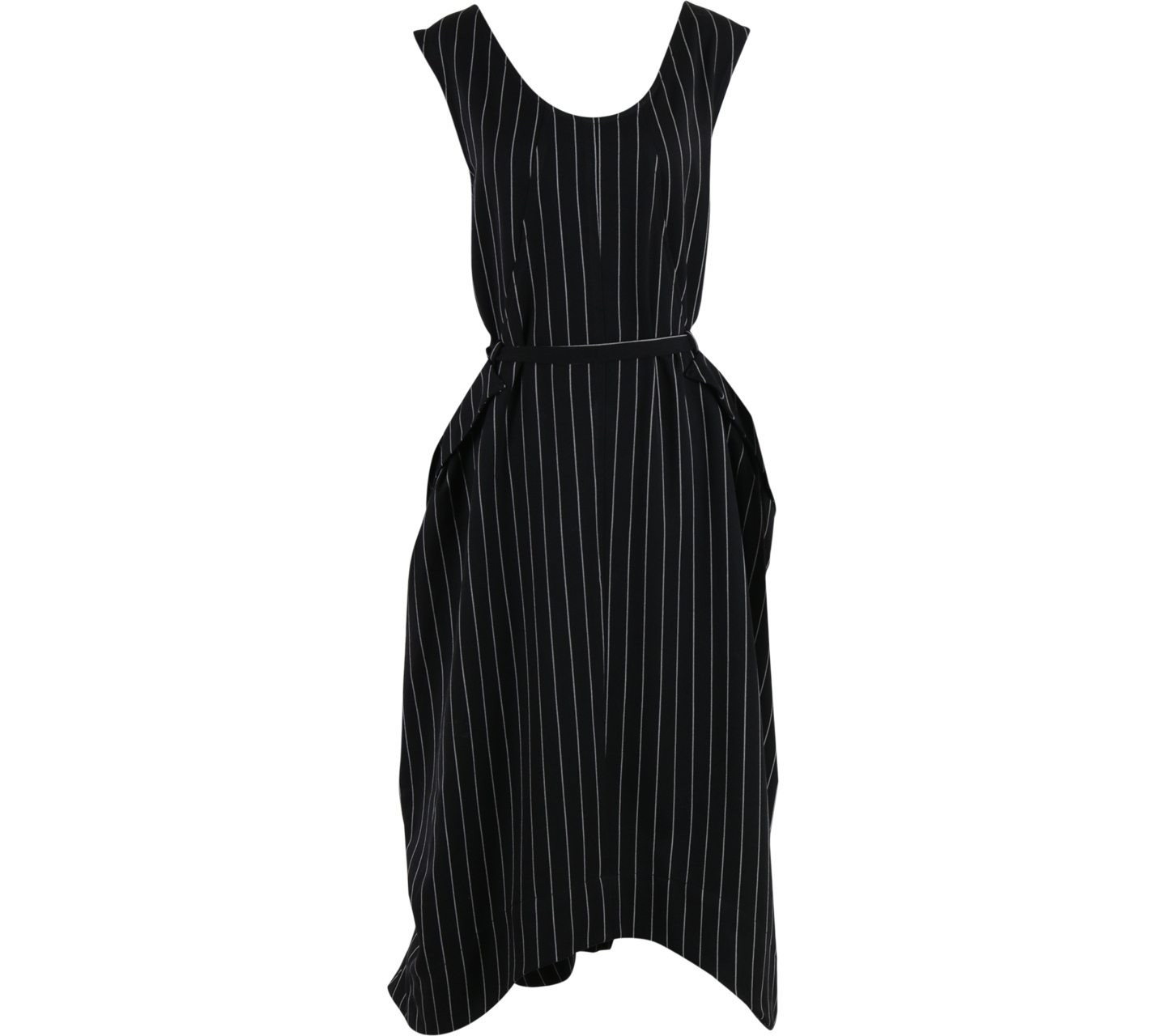 Mine Yours Everyone's Black And Off White Striped Midi Dress