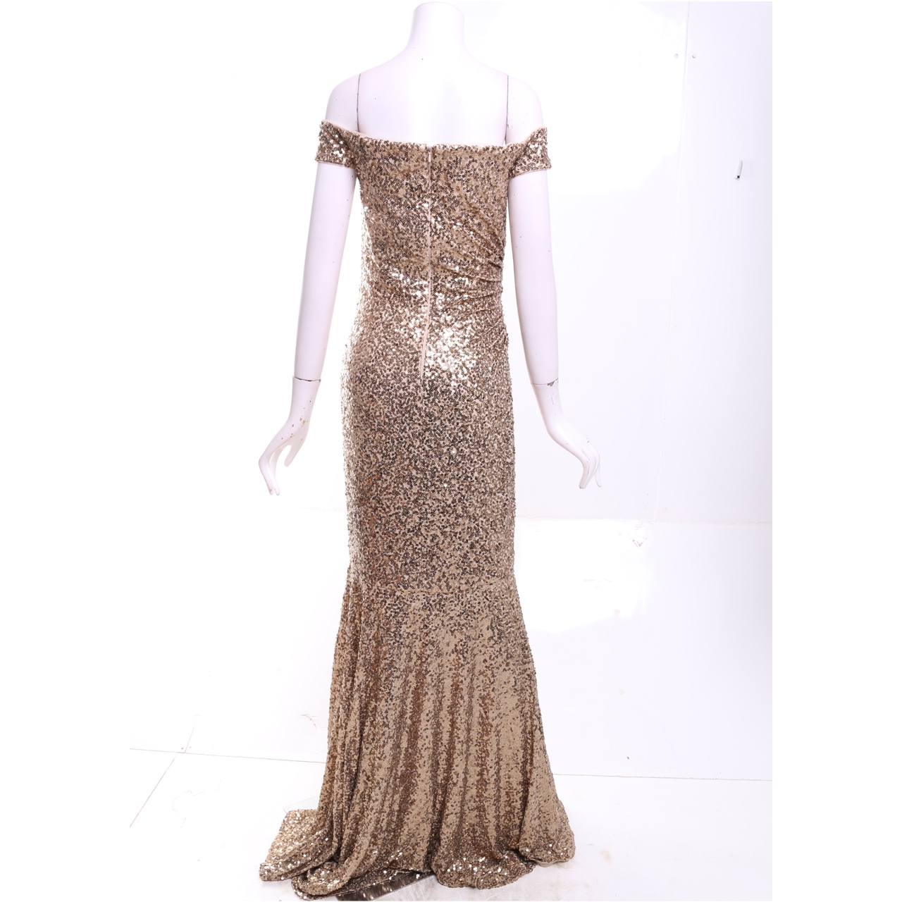 Badgley Mischka Gold Sequins Long Dress