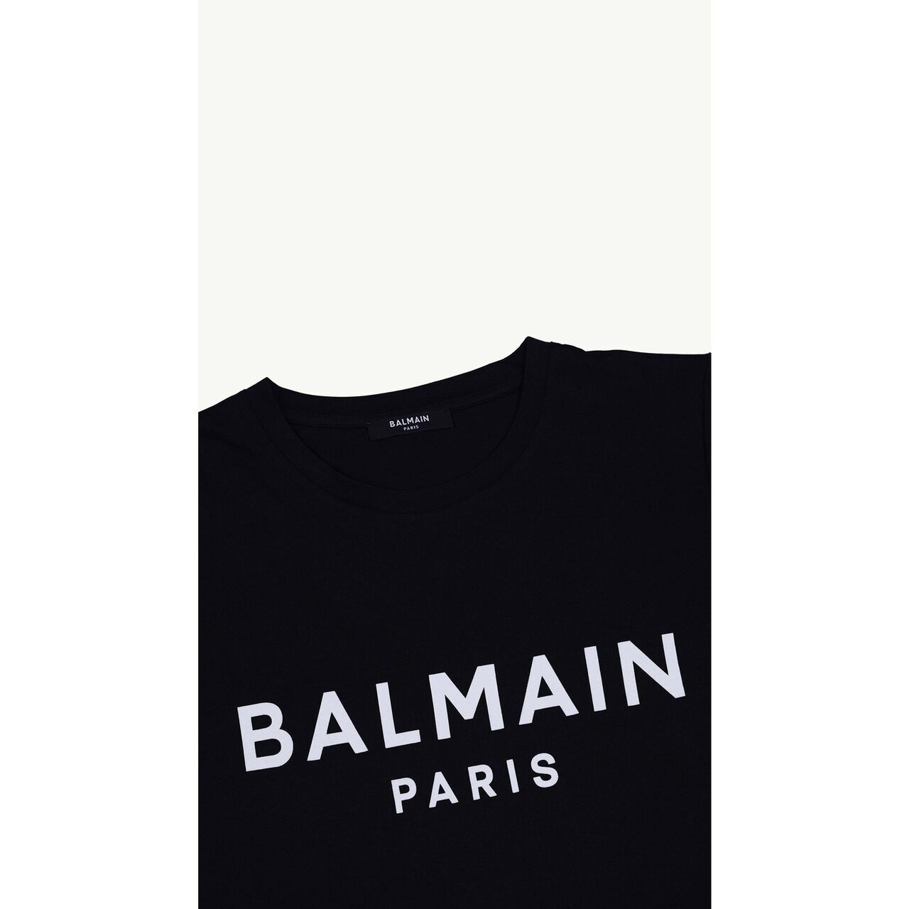 Balmain Women Balmain Paris Flocked Suede Logo T-Shirt in Black/White