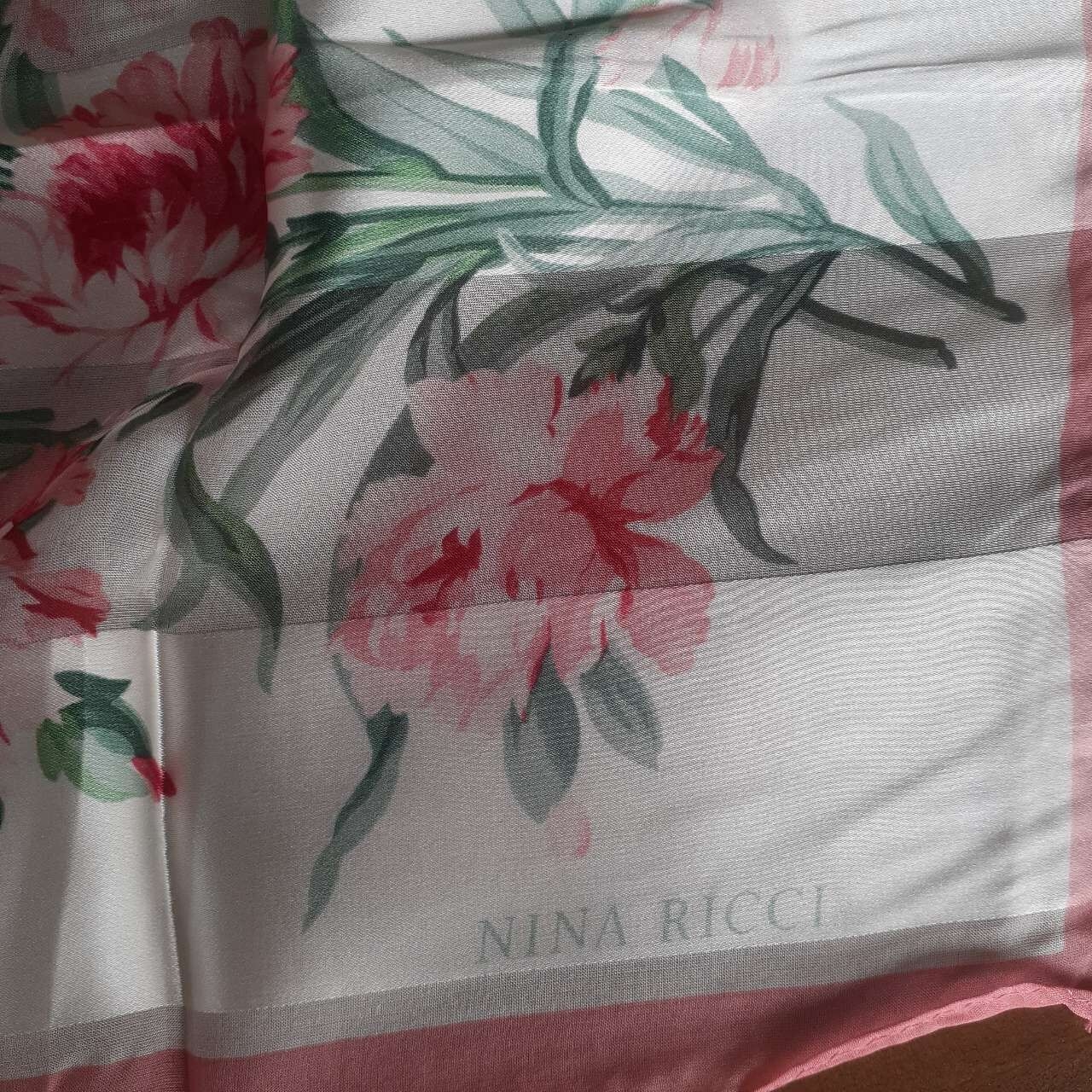 Nina Ricci Floral Silk Green Scarf