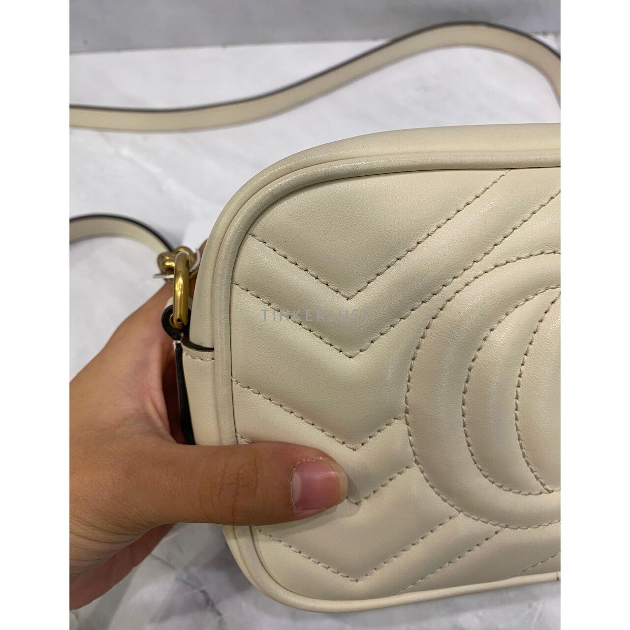 Gucci Mini Marmont Camera Bag Ivory GHW Sling Bag