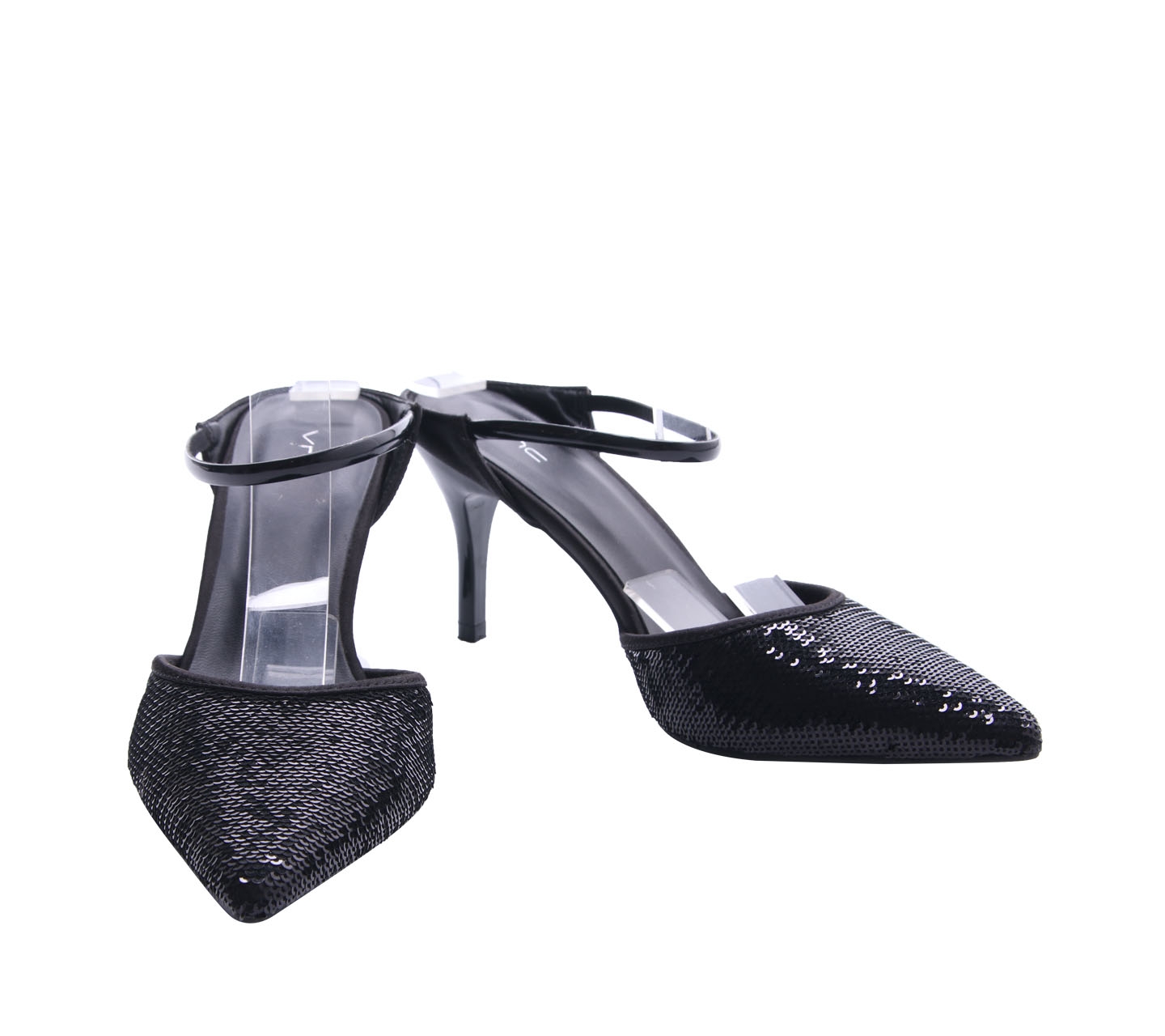 Vnc Black Sequin Heels
