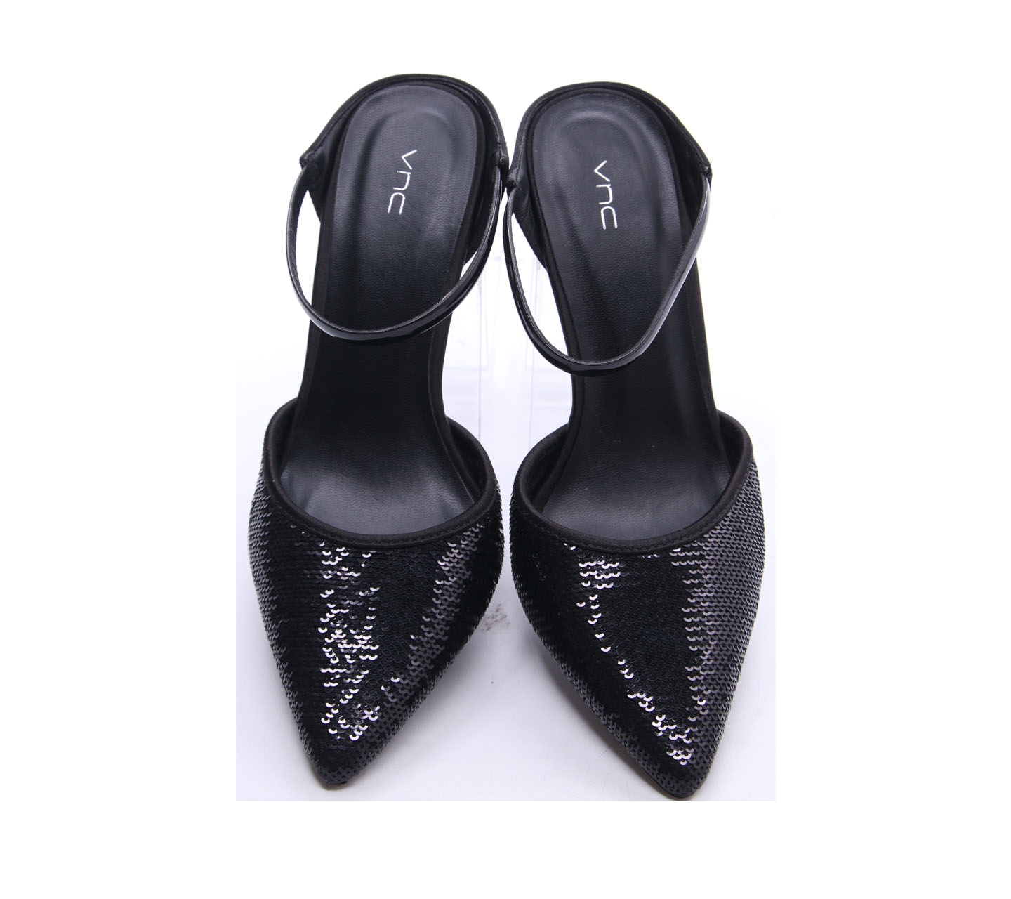 Vnc Black Sequin Heels
