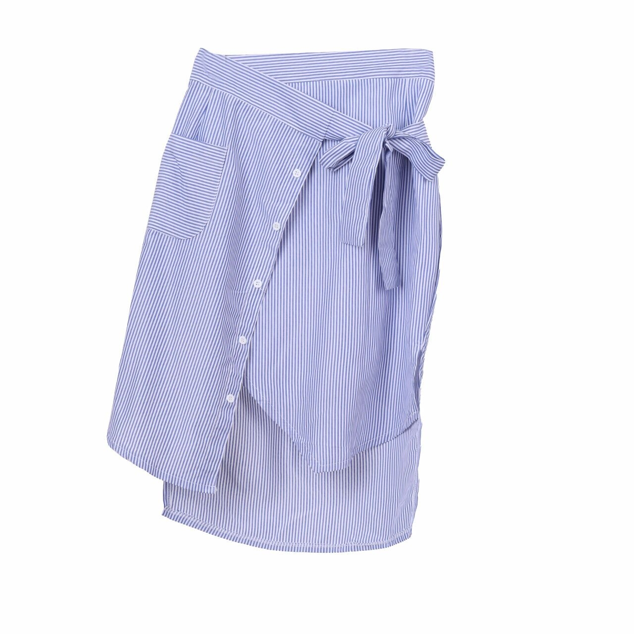 Chlorine Blue & White Stripes Mini Skirt