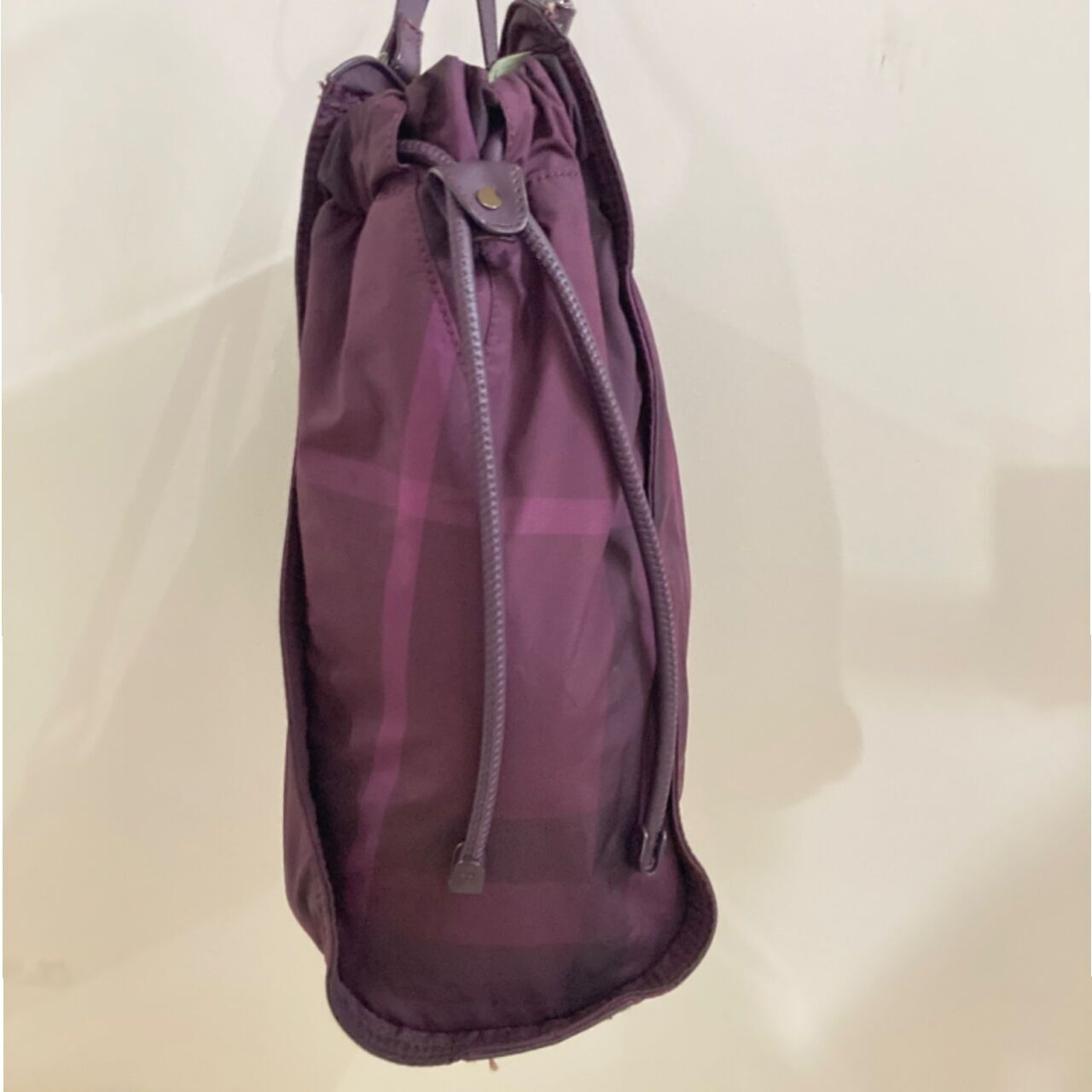 Burberry Purple Plaid Tote Bag