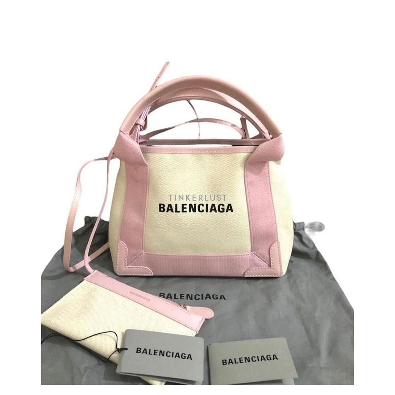 Balenciaga Cabas XS Light Pink & White Canvas 2020 Satchel