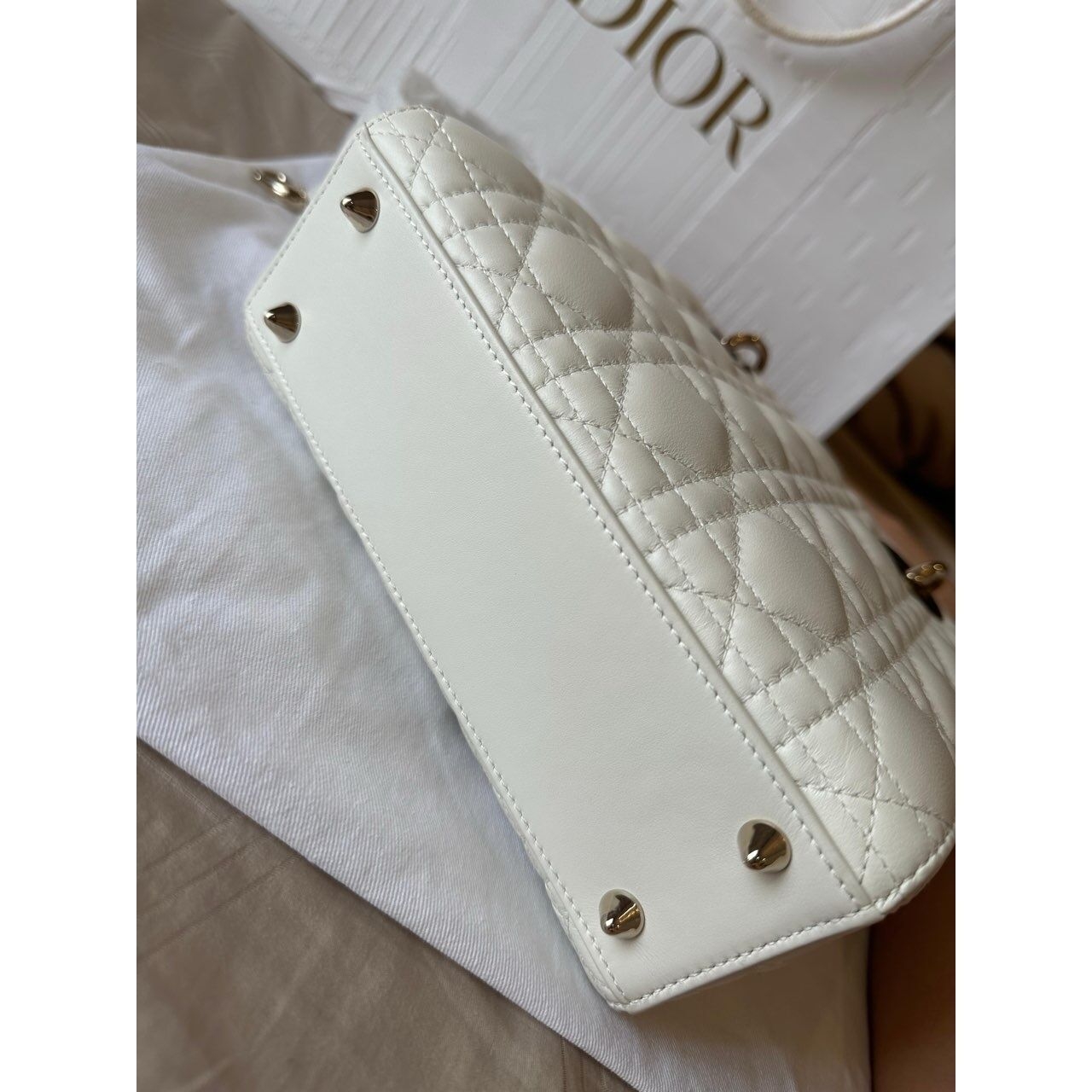 Christian Dior Lady Dior Small TH 2022 White GHW Handbag