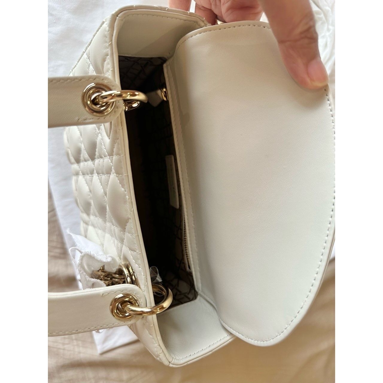 Christian Dior Lady Dior Small TH 2022 White GHW Handbag