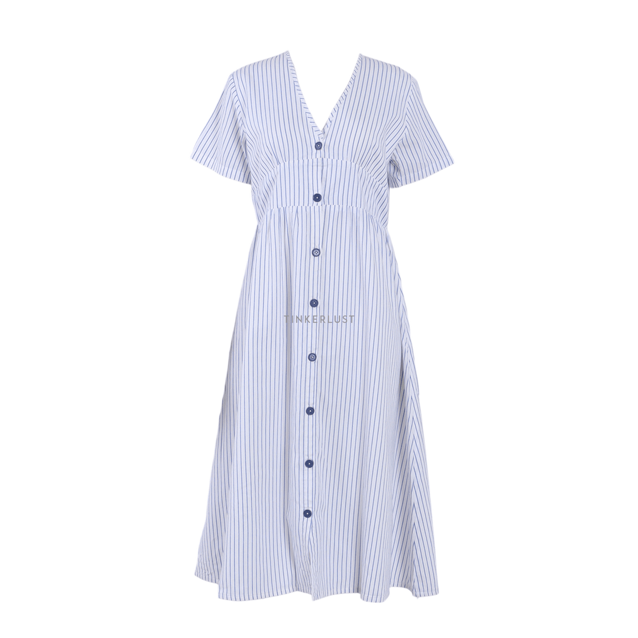 NOVERE Blue & White Stripes Midi Dress