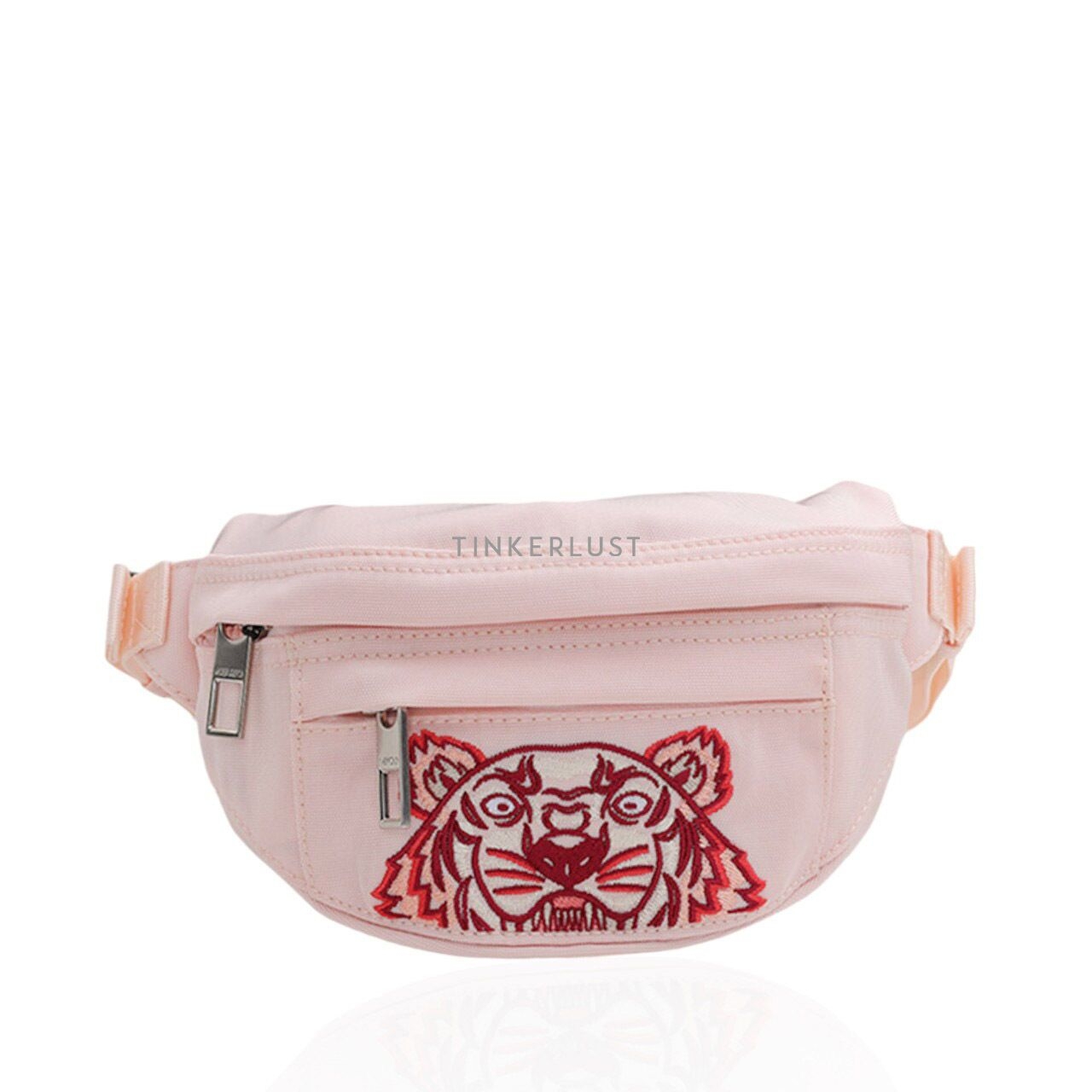 Kenzo Small Tiger Kampus Canvas Bumbag in Faded Pink/Red/White Sling Bag