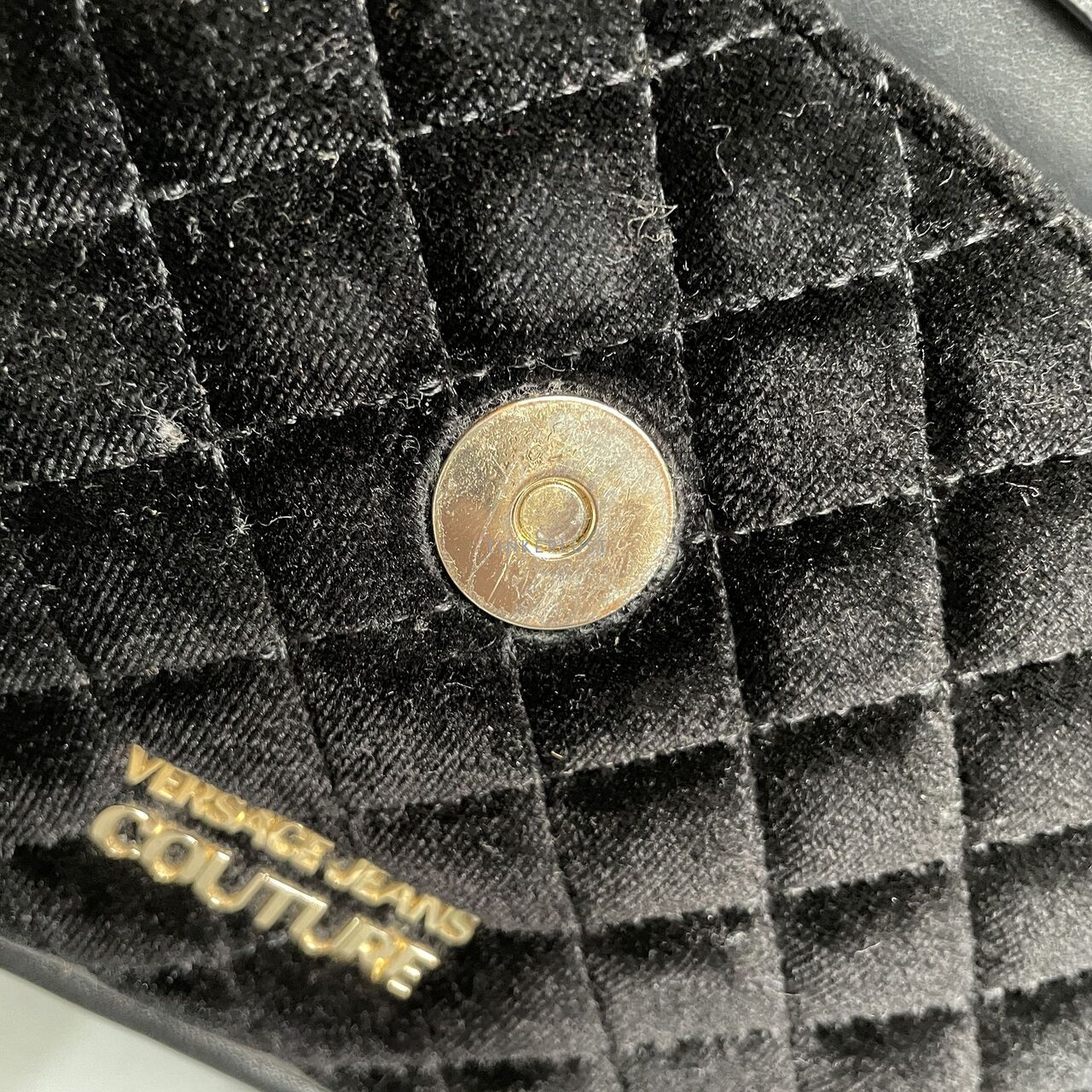 Versace Jeans Couture Black Velvet Sling Bag